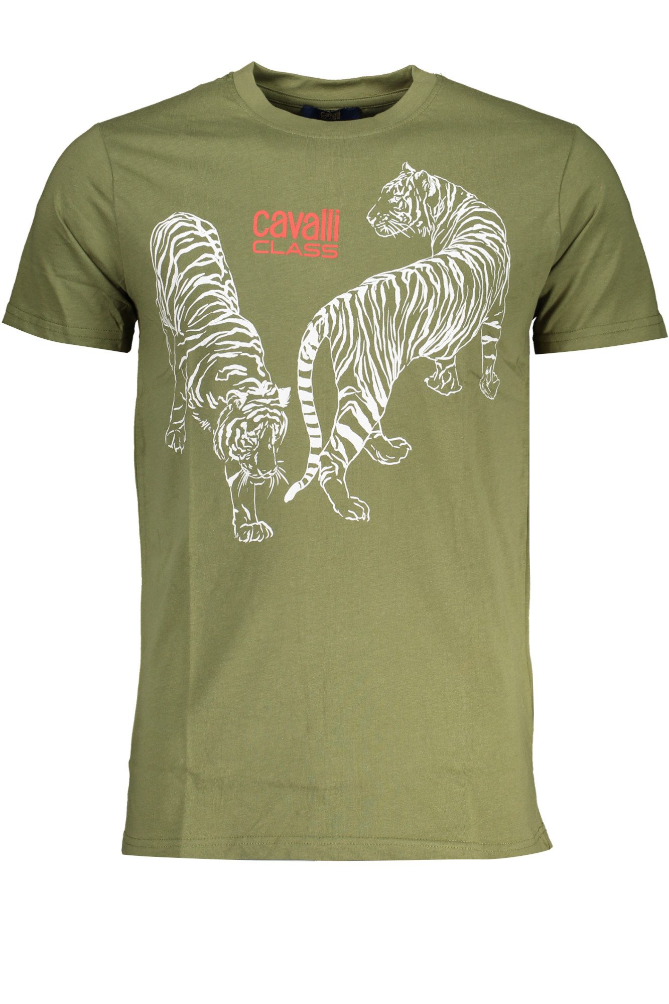 Cavalli Class T-Shirt Herren Kurzarm T-Shirt in Grün mit Rundhals und