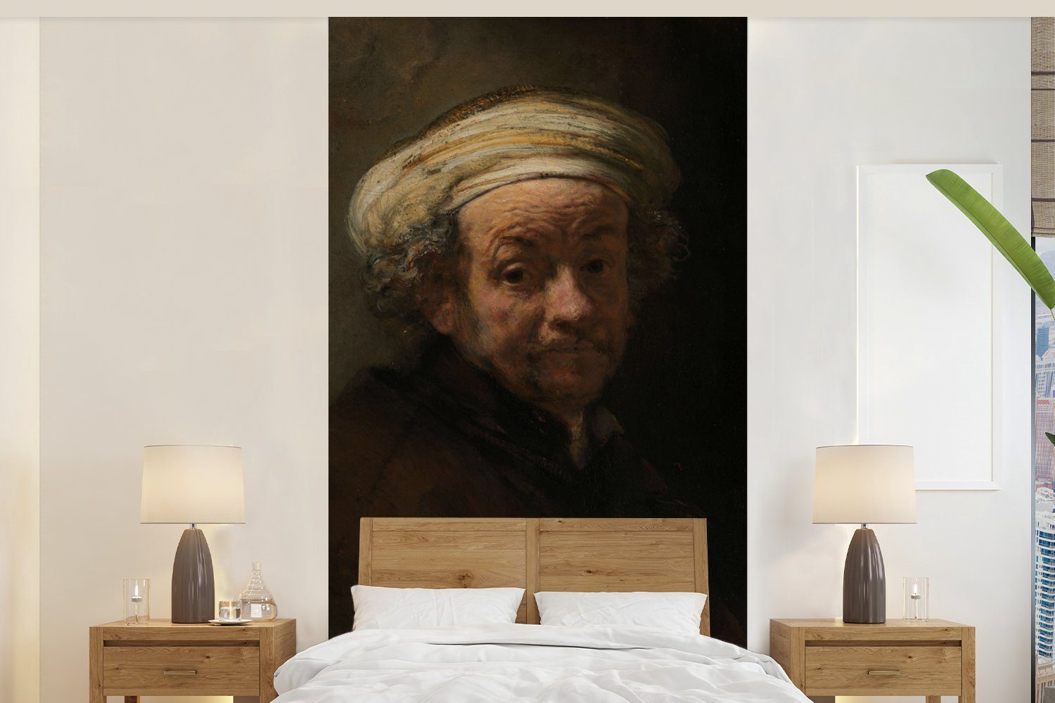 MuchoWow Fototapete Selbstbildnis als Apostel Paulus - Gemälde von Rembrandt van Rijn, Matt, bedruckt, (2 St), Vliestapete für Wohnzimmer Schlafzimmer Küche, Fototapete