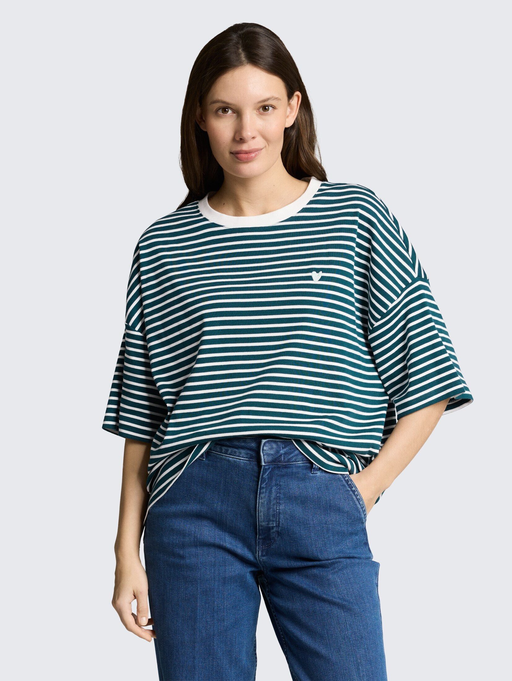 TOM TAILOR T-Shirt T-Shirt Oversize T-Shirt mit Streifenmuster günstig online kaufen