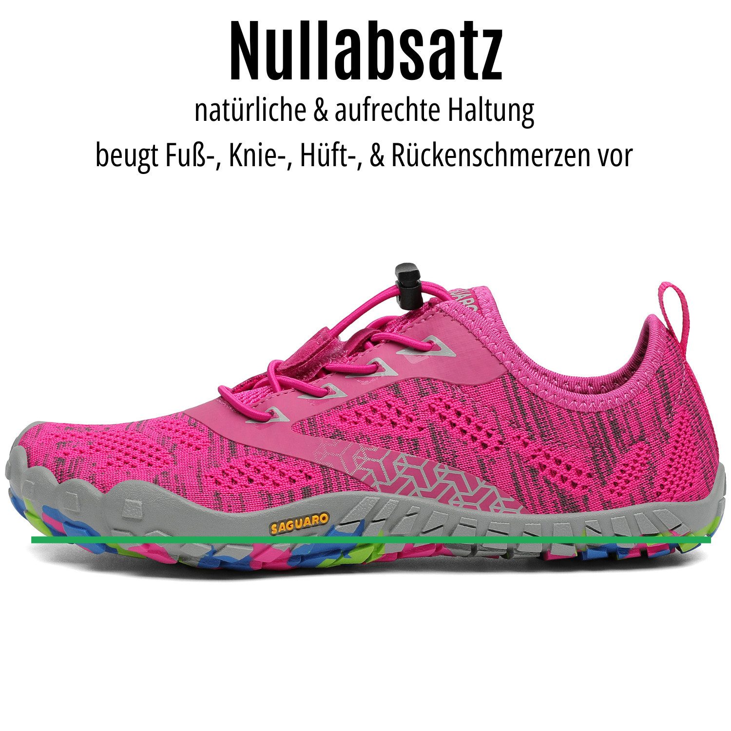 SAGUARO Sport Sommer Barfußschuh (5mm Sohlenstärke, Nullabsatz, bequem, leicht, atmungsaktiv, rutschfest) Minimalschuhe Laufschuhe Sport-Schuhe Jogging Sneaker Trail-Running