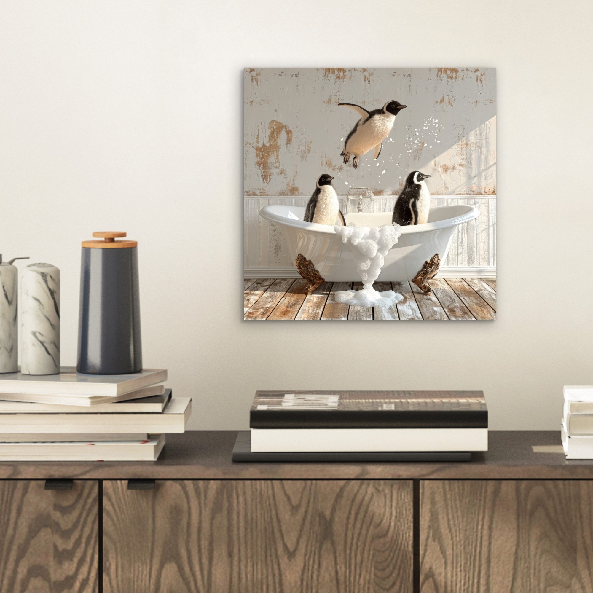 MuchoWow Metallbild Vintage - Pinguin - günstig online kaufen