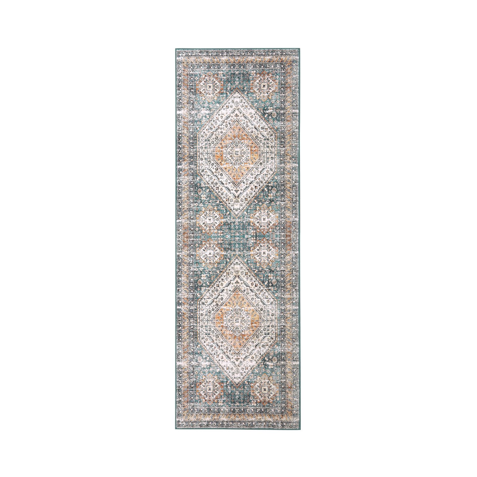 GarveeMore Teppich Vintage Teppichboden Waschbar Anmut Orientteppich Designteppich, rechteckig, Niedriger Flor, faltbar – rutschfest, pflegeleicht, fleckenresistent