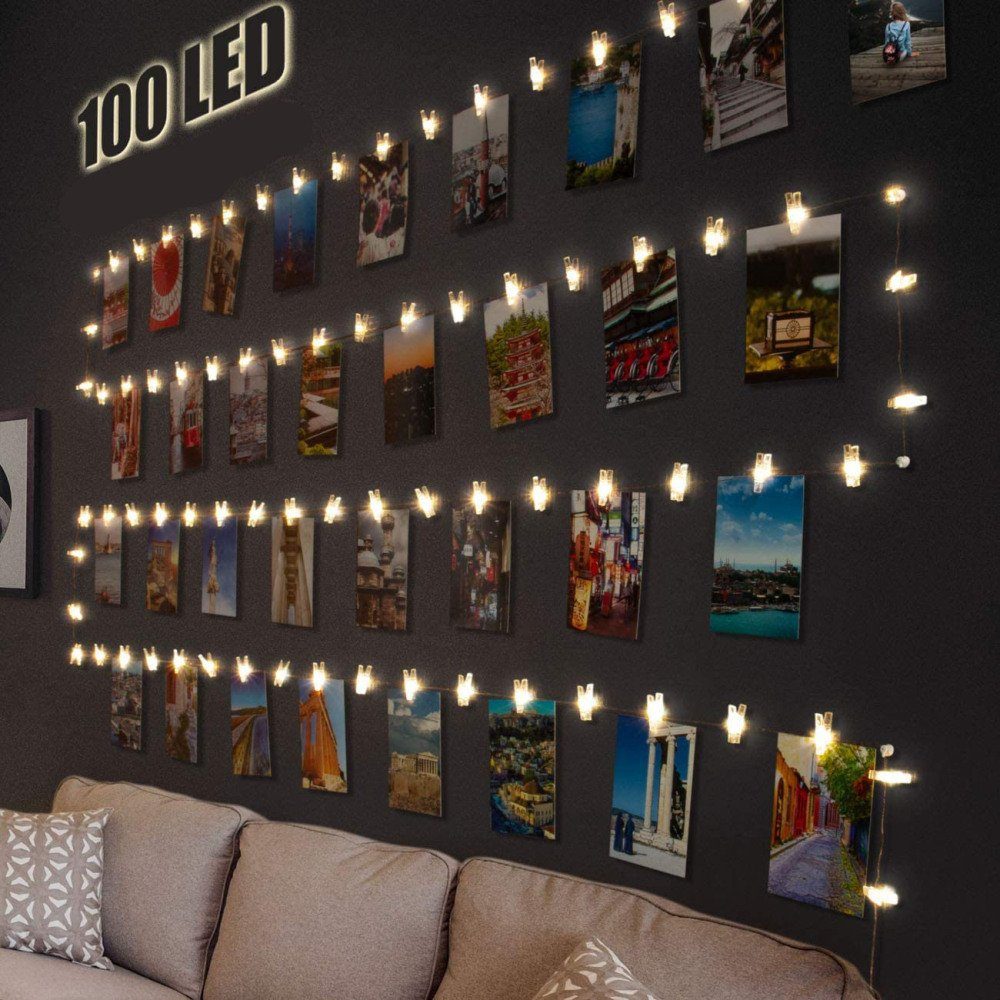 Super willkommen diesen Monat Jormftte Lichterkette Fotowand für Zimmer Grundausstattung Deko,Lichterkette
