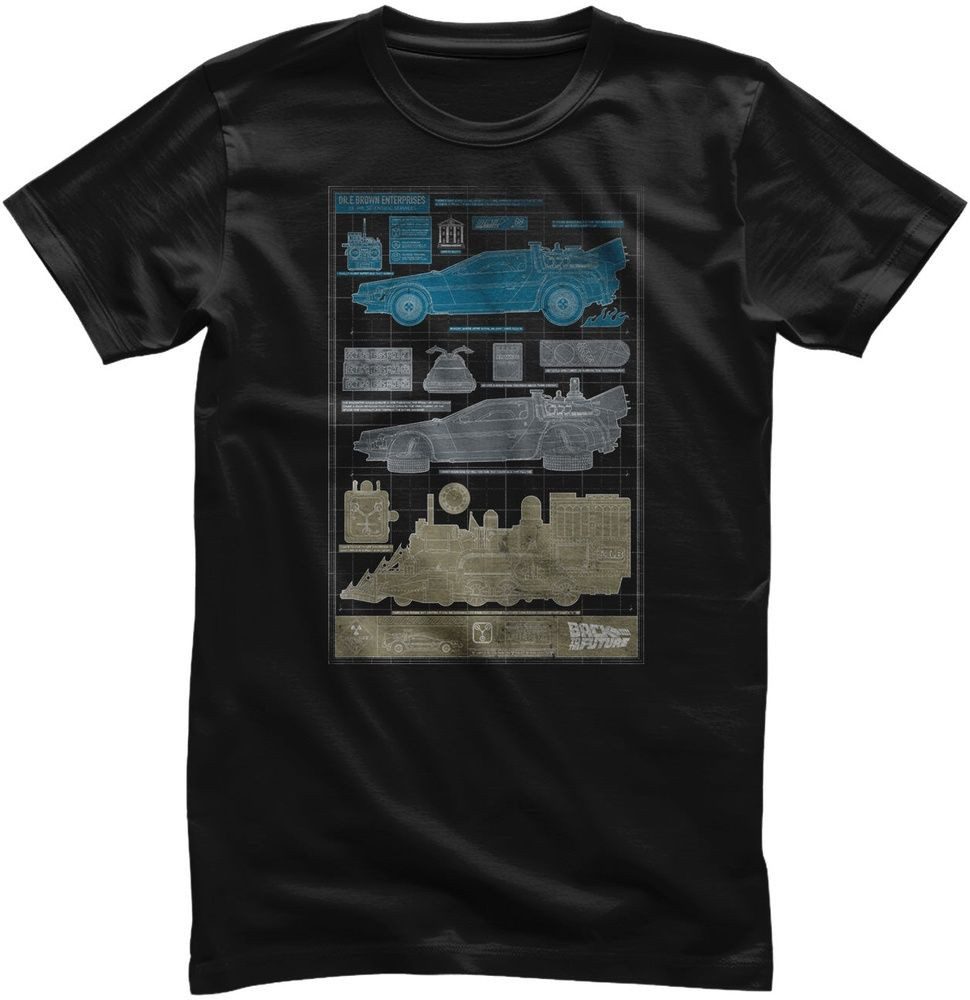 Back to the Future T-Shirt Back To The Future - Time Machine Blueprints T-Shirt