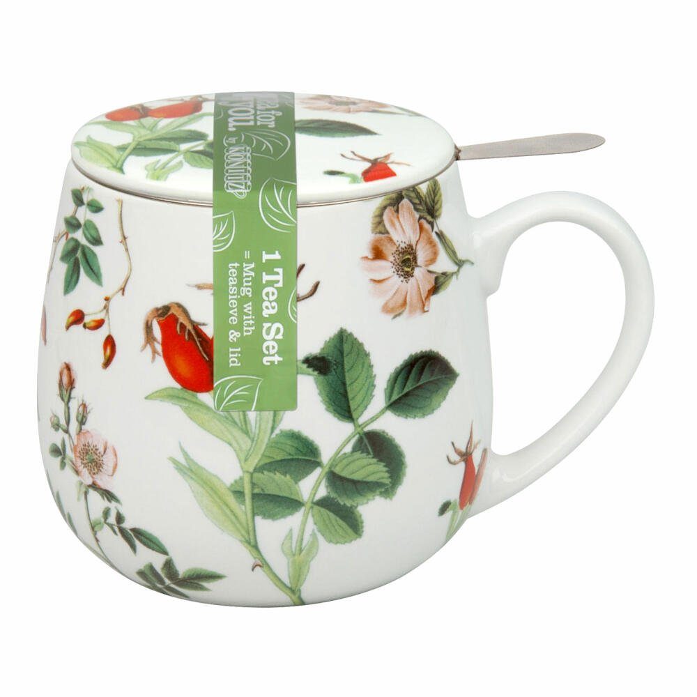 Könitz Becher My Favourite Tea Hagebutte, Porzellan, mit Sieb und Deckel