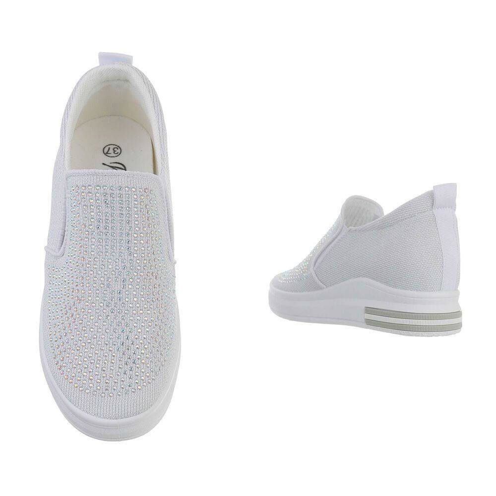 Sneaker Keilabsatz/Wedge Damen Sneakers Low Low-Top Weiß in Ital-Design Freizeit