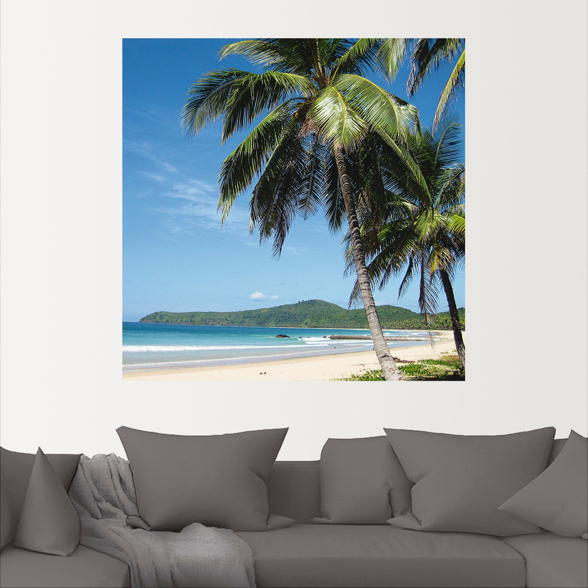 Artland Wandbild Strand mit Palmen, St), versch. als Wandaufkleber (1 Alubild, in oder Leinwandbild, Größen Poster Strandbilder
