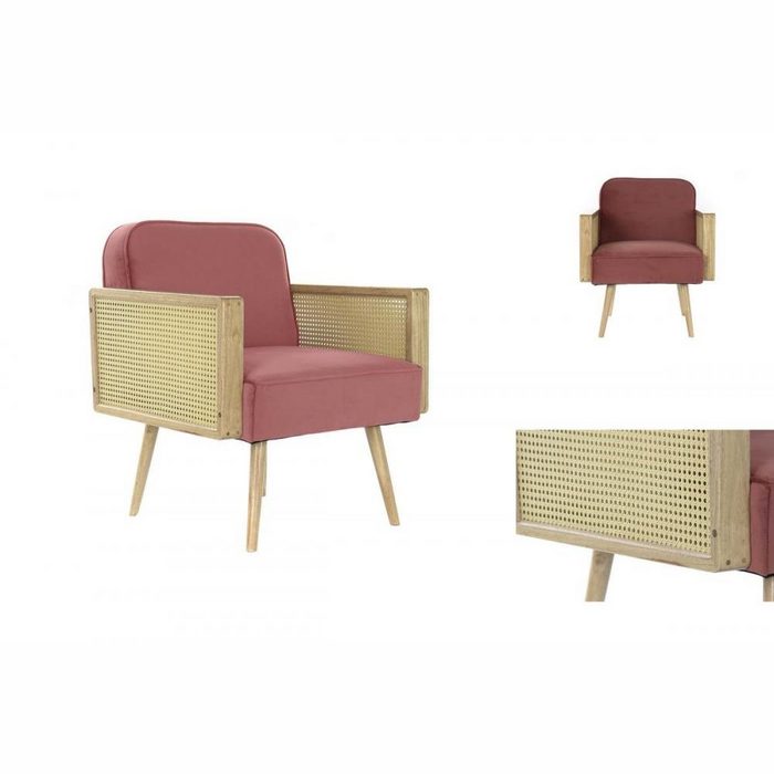 Bigbuy Stuhl Sitz DKD Home Decor Rosa Polyester Rattan 66 x 64 x 79 cm