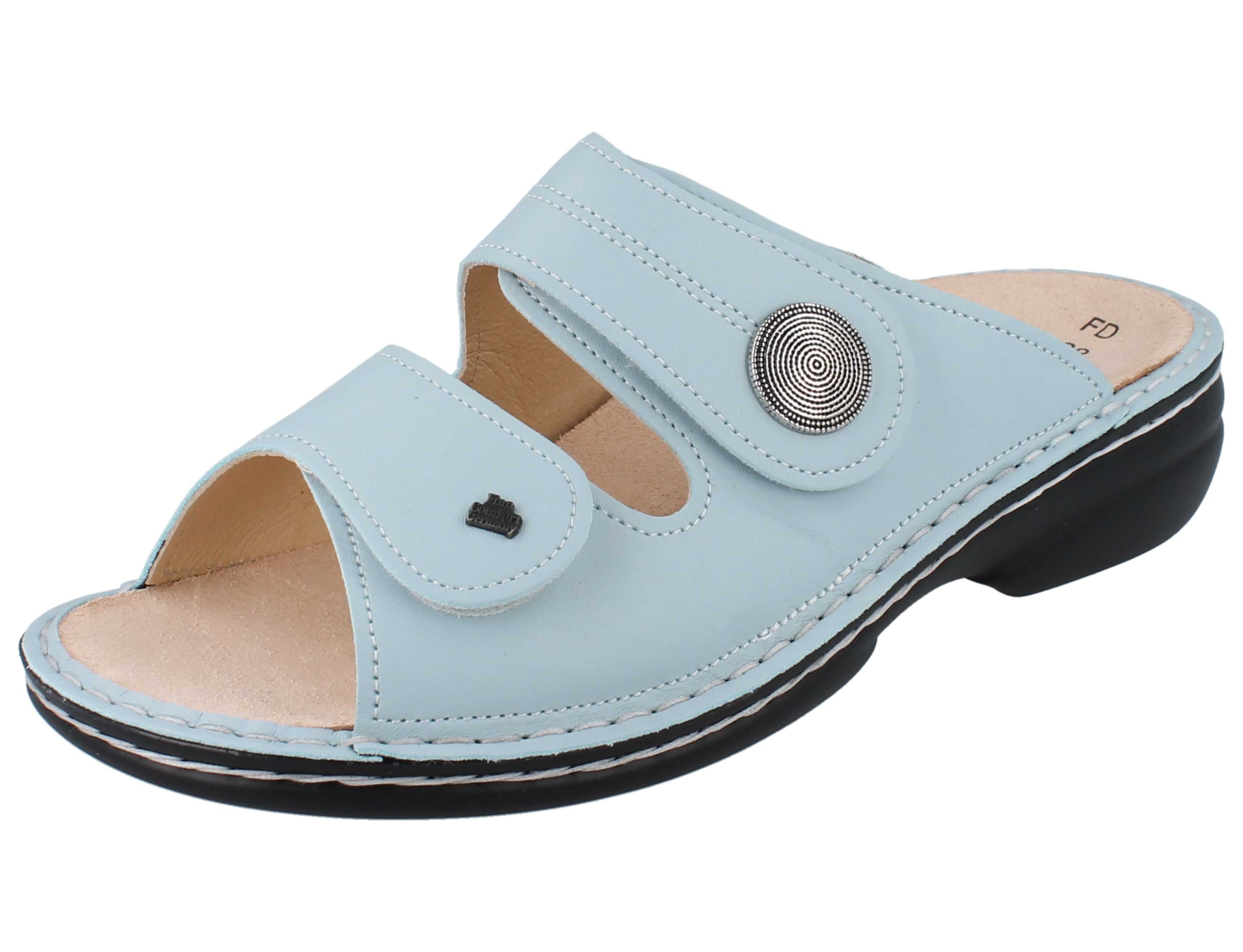 Finn Comfort FINN COMFORT Sansibar Damen Pantolette hellblau sky Glattleder - Pantolette Wechselfußbett