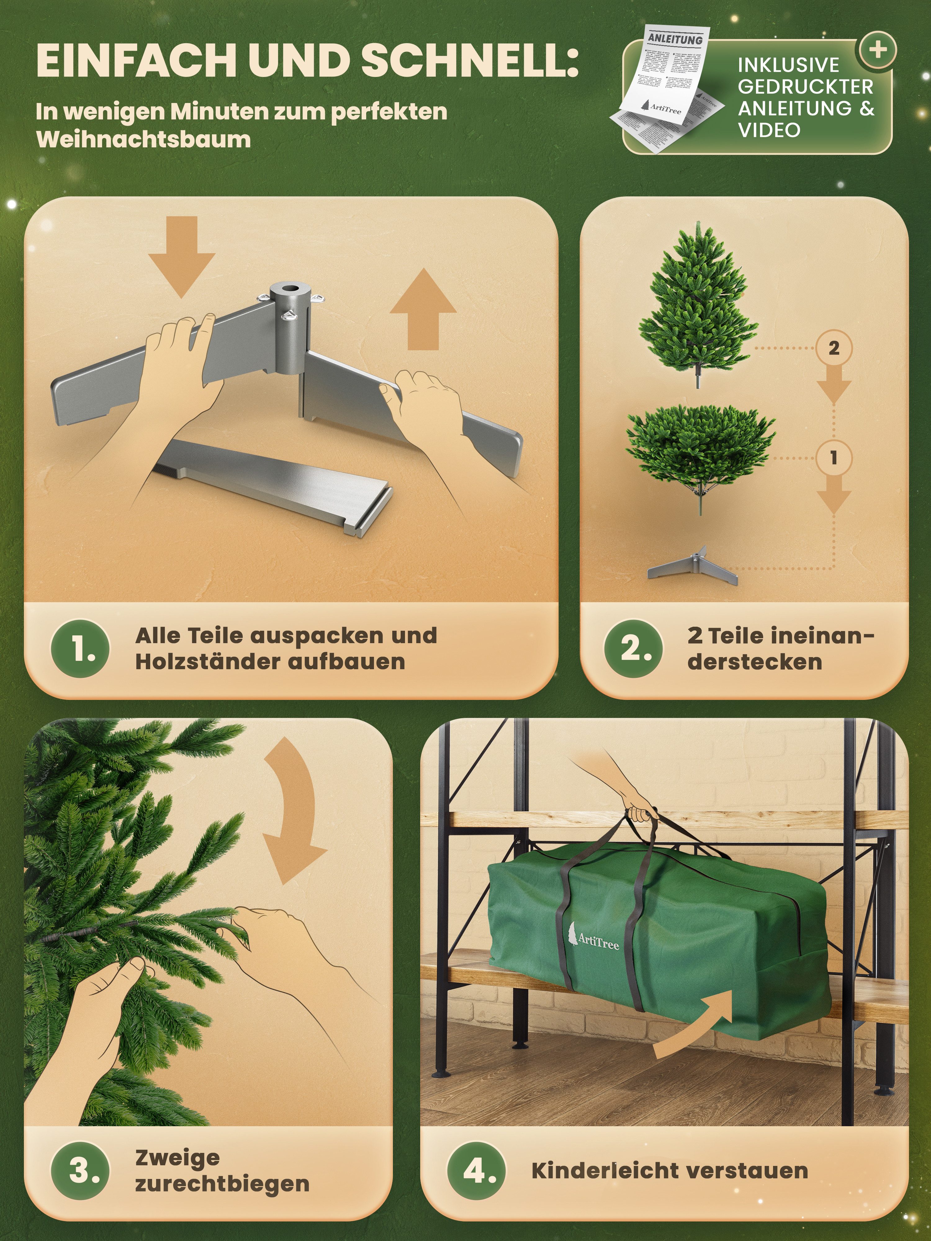 ArtiTree Künstlicher Weihnachtsbaum Künstliche Nordfichte – Premium Weihnachtsbaum naturgetreu