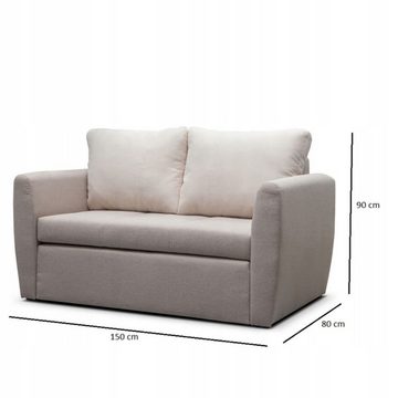 MOEBLO Schlafsofa SARA 120, Sofa Sessel Kindersofa Schlafsessel mit Bettfunktion Gästebett Klappsofa Mini Couch 2-Sitzer Sofagarnitur Jugendzimmer, - (BxHxT): 150x90x80 cm, mit Bettkasten und Schlaffunktion