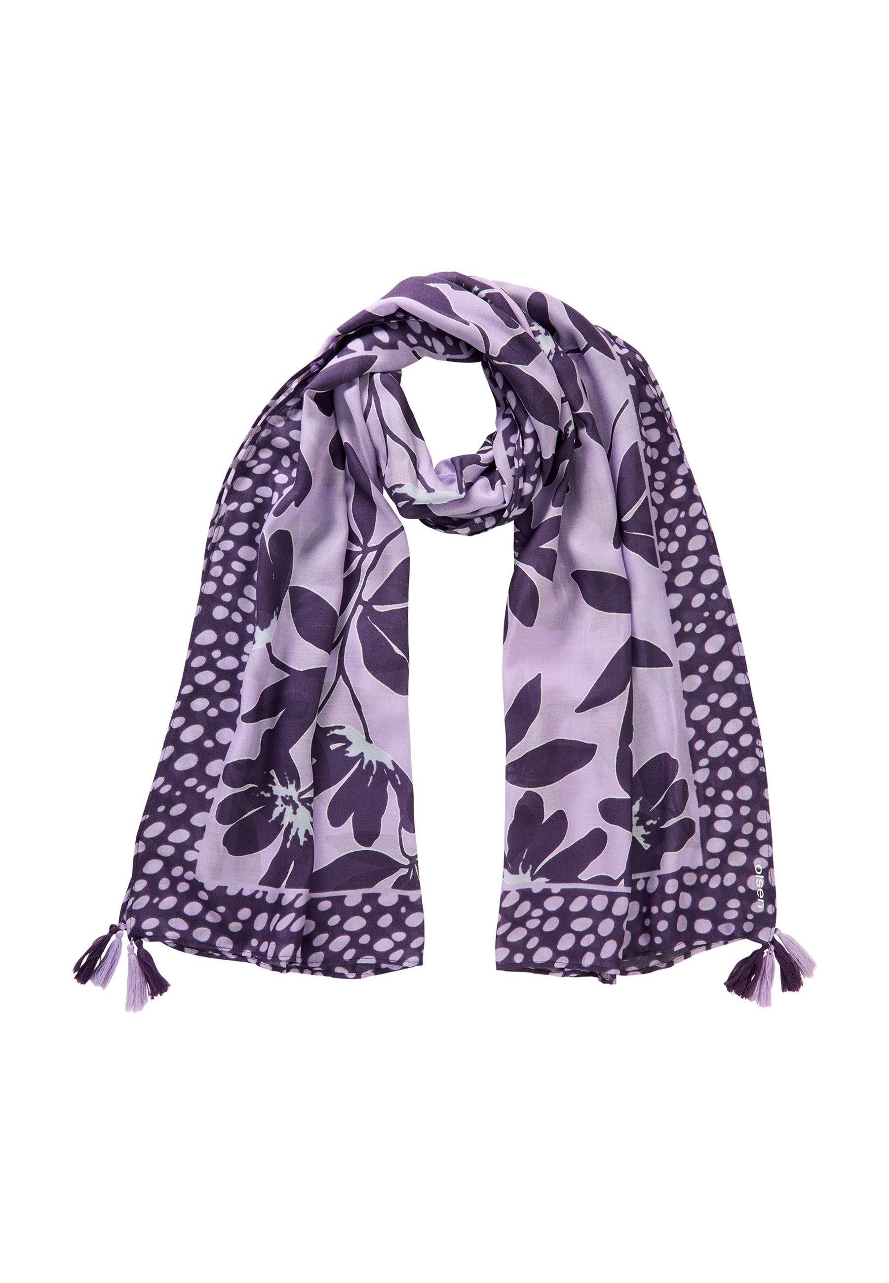 Olsen Modeschal mit Panneaux-Print und Quasten