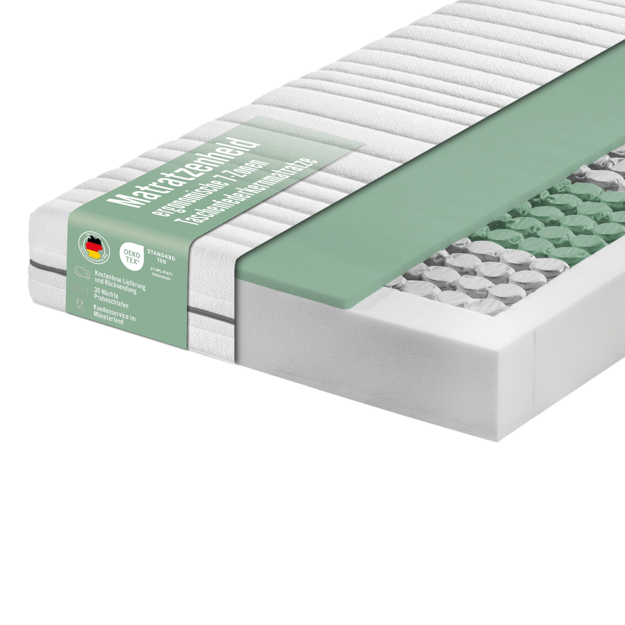 Taschenfederkernmatratze Relax, ergonomische Matratze mit 7-Zonen, Matratze günstig online kaufen