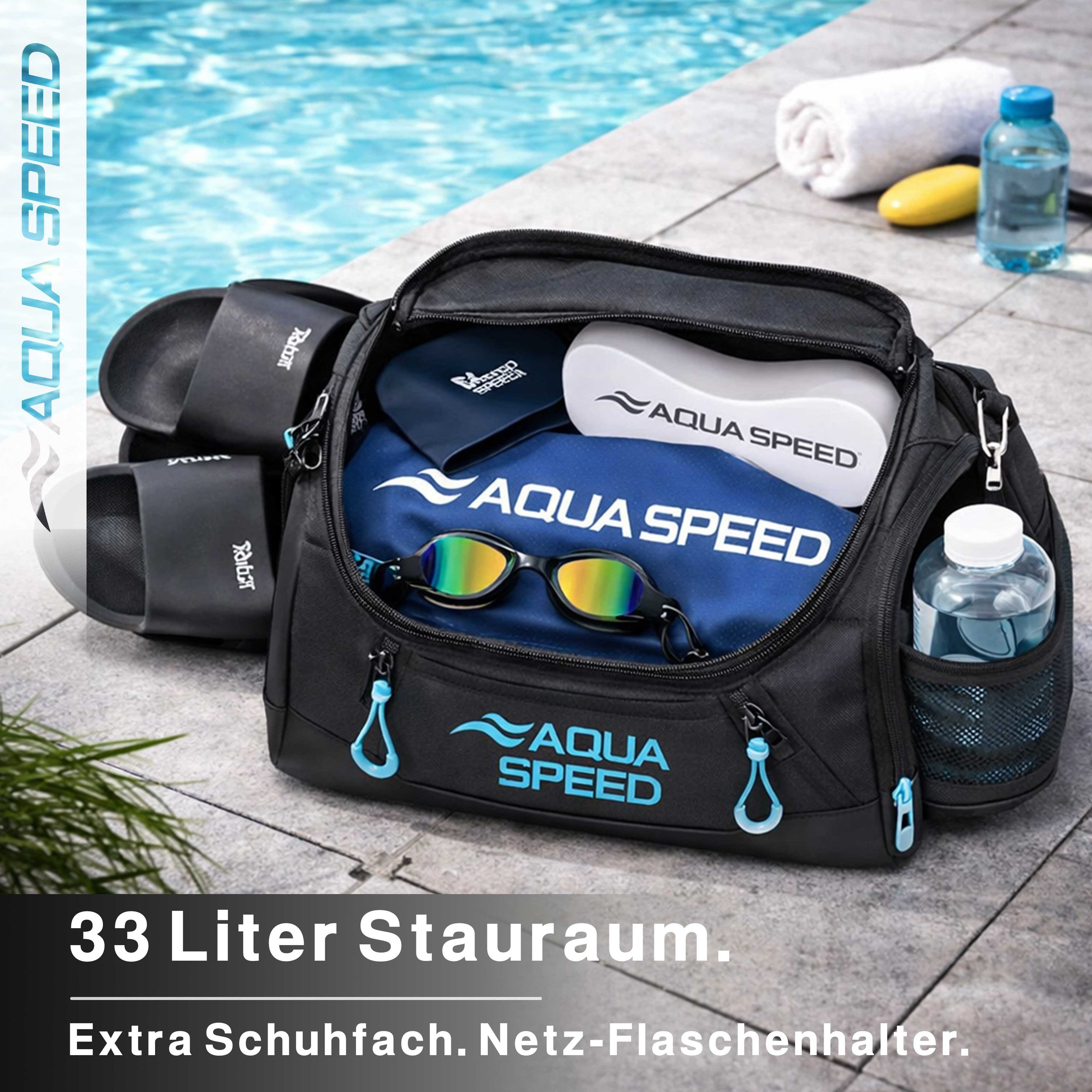 Aqua Speed Sporttasche Duffle Bag S 33L Training Fitness Schwimmen Pool leicht 74 (Schwimmtasche klein mit praktischen Fächern und Tragekomfort), Stabile Konstruktion für regelmäßigen Einsatz im Sportbereich