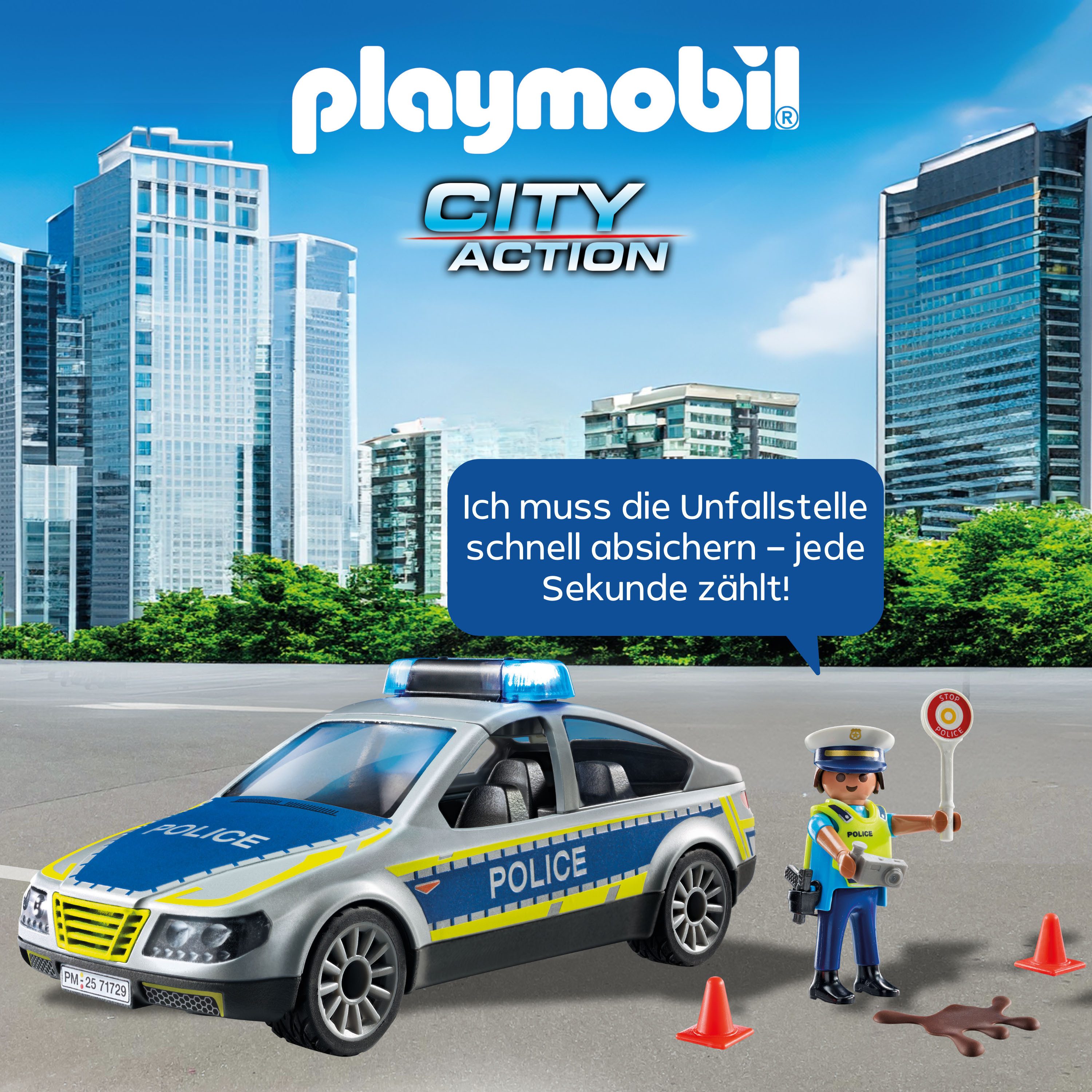 Playmobil® Polizei Streifenwagen (71729), Playmobil Action Heroes Konstruktions-Spielset, (24 St)