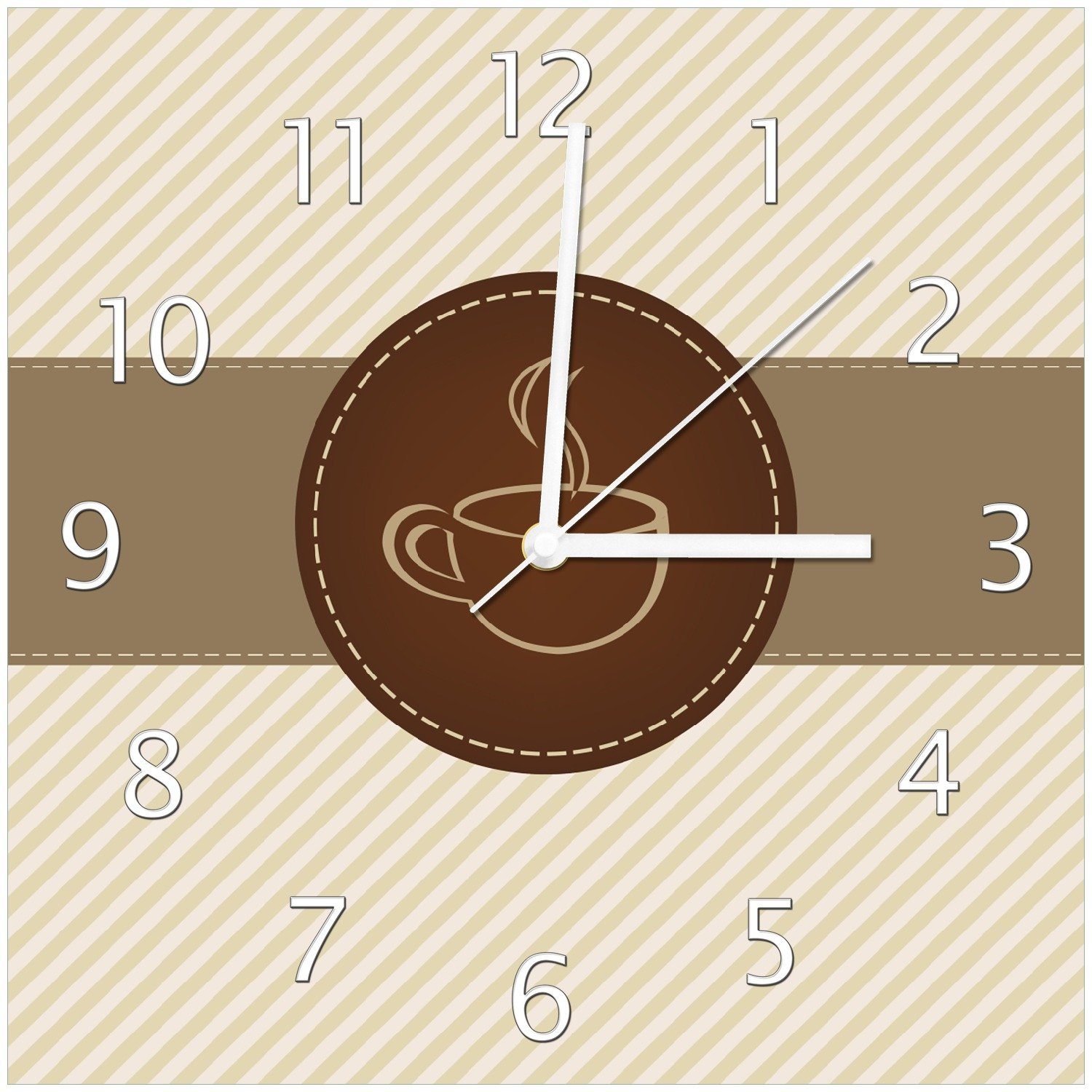 Wallario Wanduhr Kaffee-Menü - Logo Symbol für Kaffee (Glasuhr) | Wanduhren