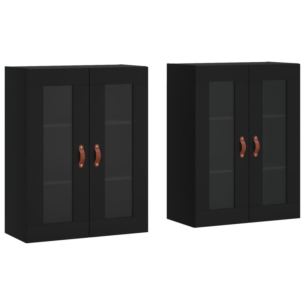 vidaXL Sideboard Wandschränke 2 Stk. Schwarz günstig online kaufen