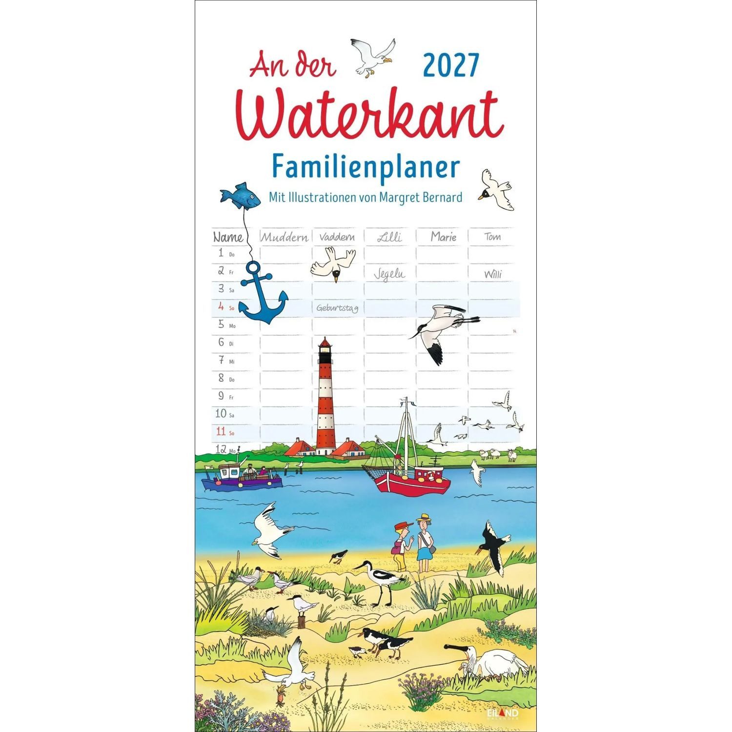 Wandkalender An der Waterkant Familienplaner 2027 - Margret Bernard