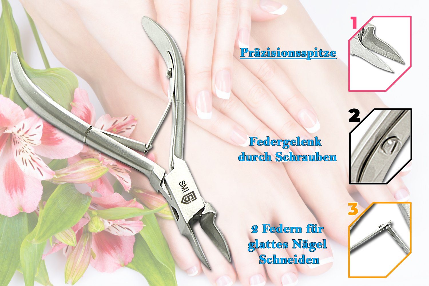 Kopfzange Kopfschneider eingewachsene Eckenzange Etui Nagelzange SMI Nägel mit