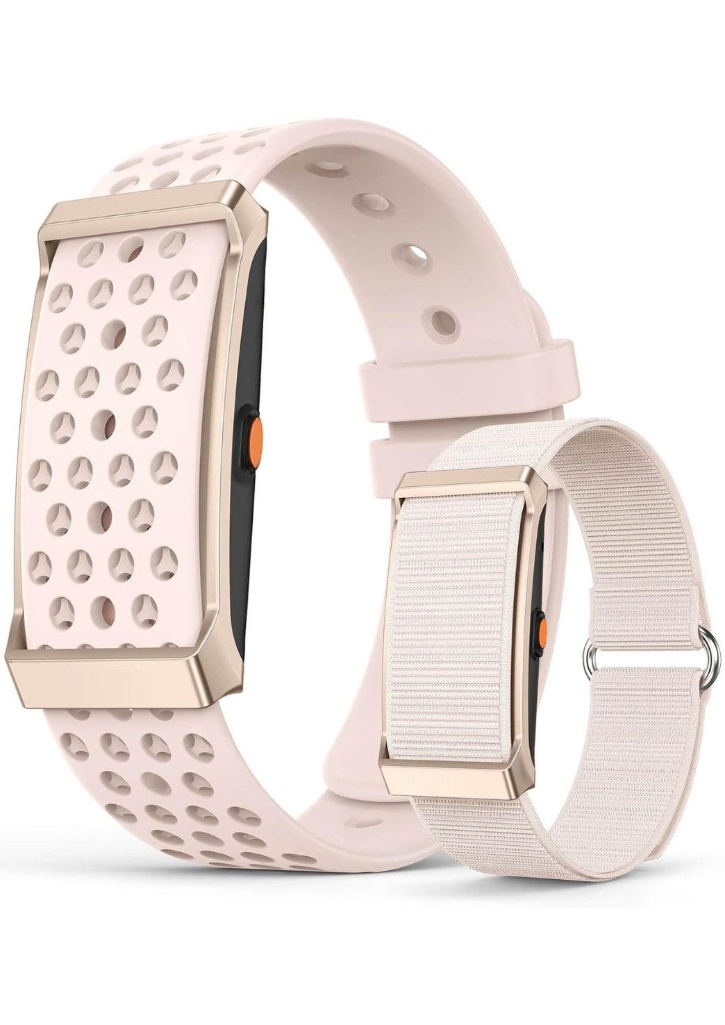 RUHE Fitness-Tracker Ohne Display Smart Band Metall Fitness Armband Herren Damen Metall (Fitness Armband, 1-tlg., Mit Extra Armband aus Nylon), Akku +1 Monat Laufzeit Pulsmesser 24/7 Schlafmonitor Schrittzähler