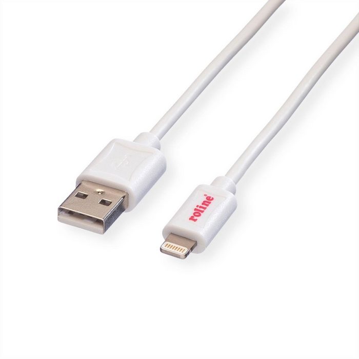 ROLINE USB 2.0 Sync- & Ladekabel mit Lightning Connector USB-Kabel USB 2.0 Typ A Männlich (Stecker) Lightning (8pin) Männlich (Stecker) (15.0 cm)