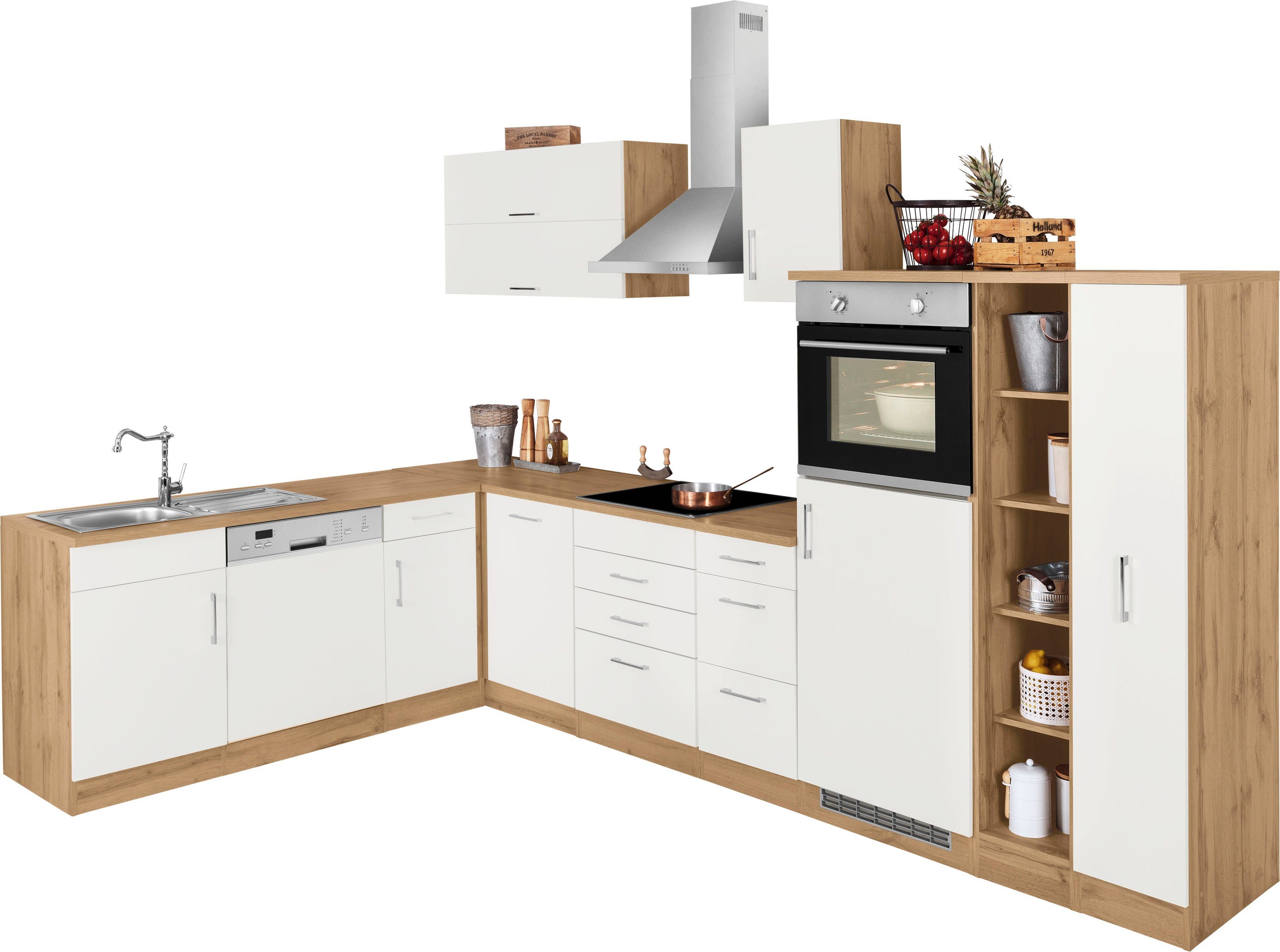 KOCHSTATION Winkelküche KS-Colmar, ohne E-Geräte, Stellbreite 210/330 cm