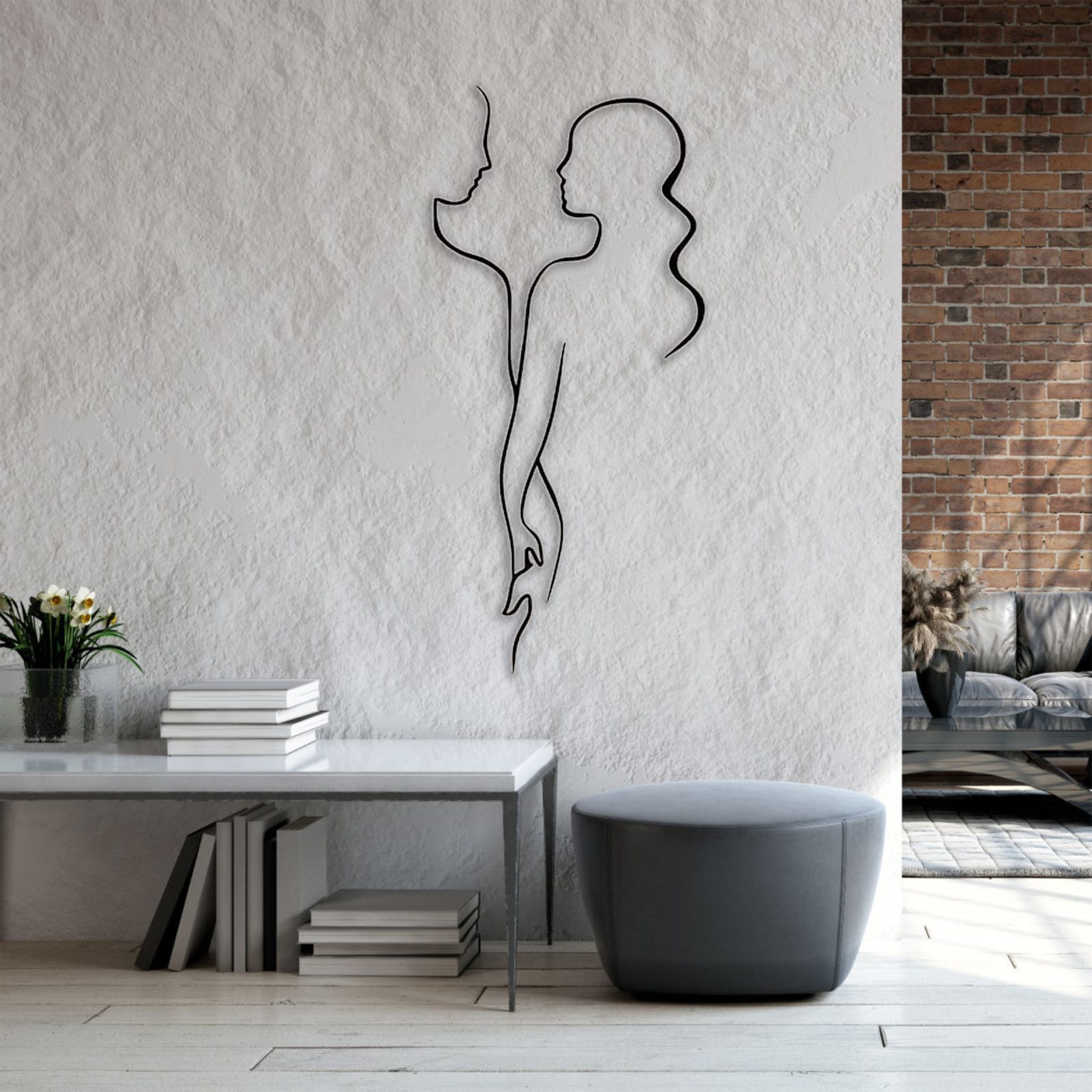 Jumpeak Wanddekoobjekt Metall Paar Hält Hände Wanddekoration, Liebe Silhouette, Abstrakt, Hergestellt aus Metall,Schwarz,weiß, Gold, Silber, 4 Größen