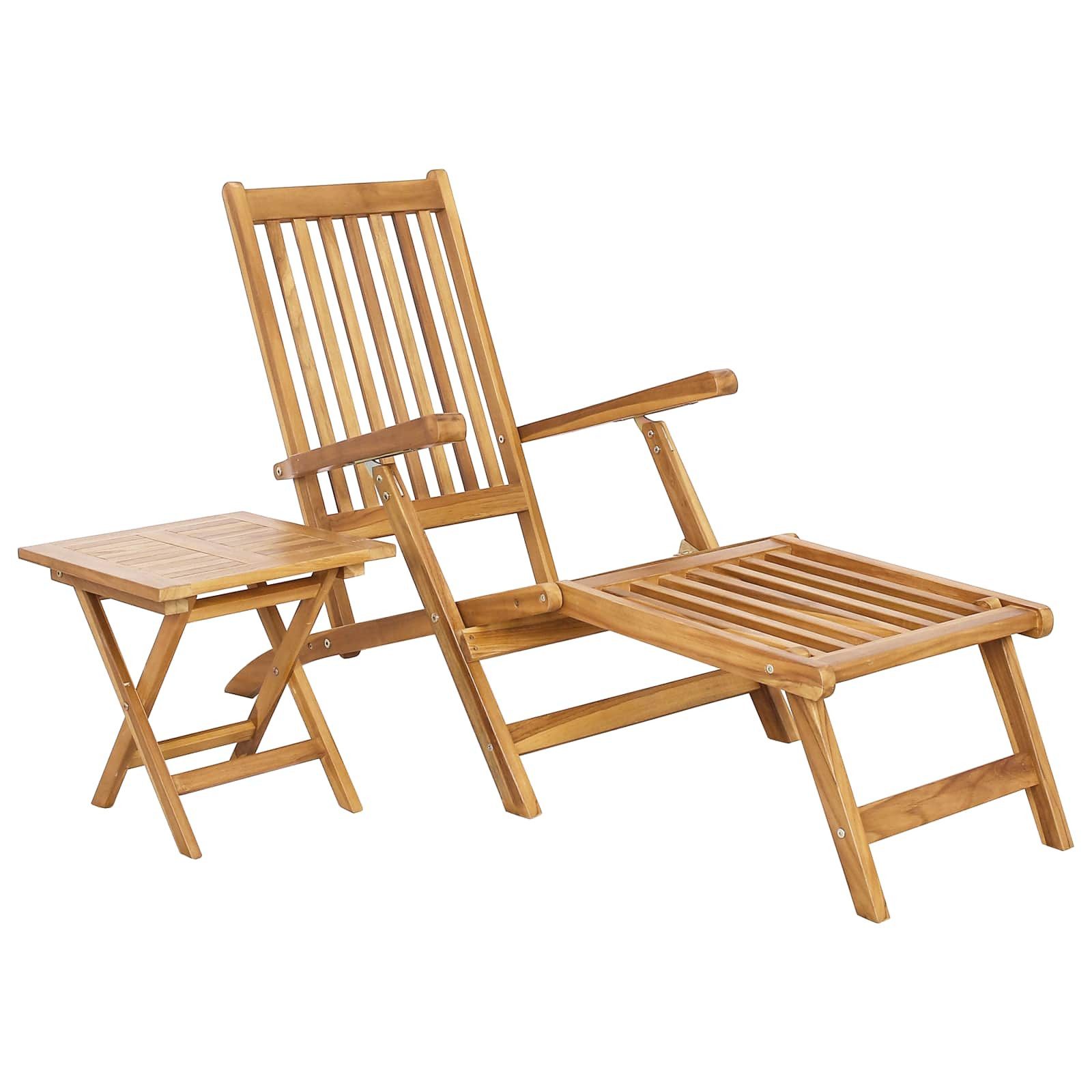 vidaXL Gartenstuhl Klappdeckstuhl mit Tisch Natur Massivholz (1 St)
