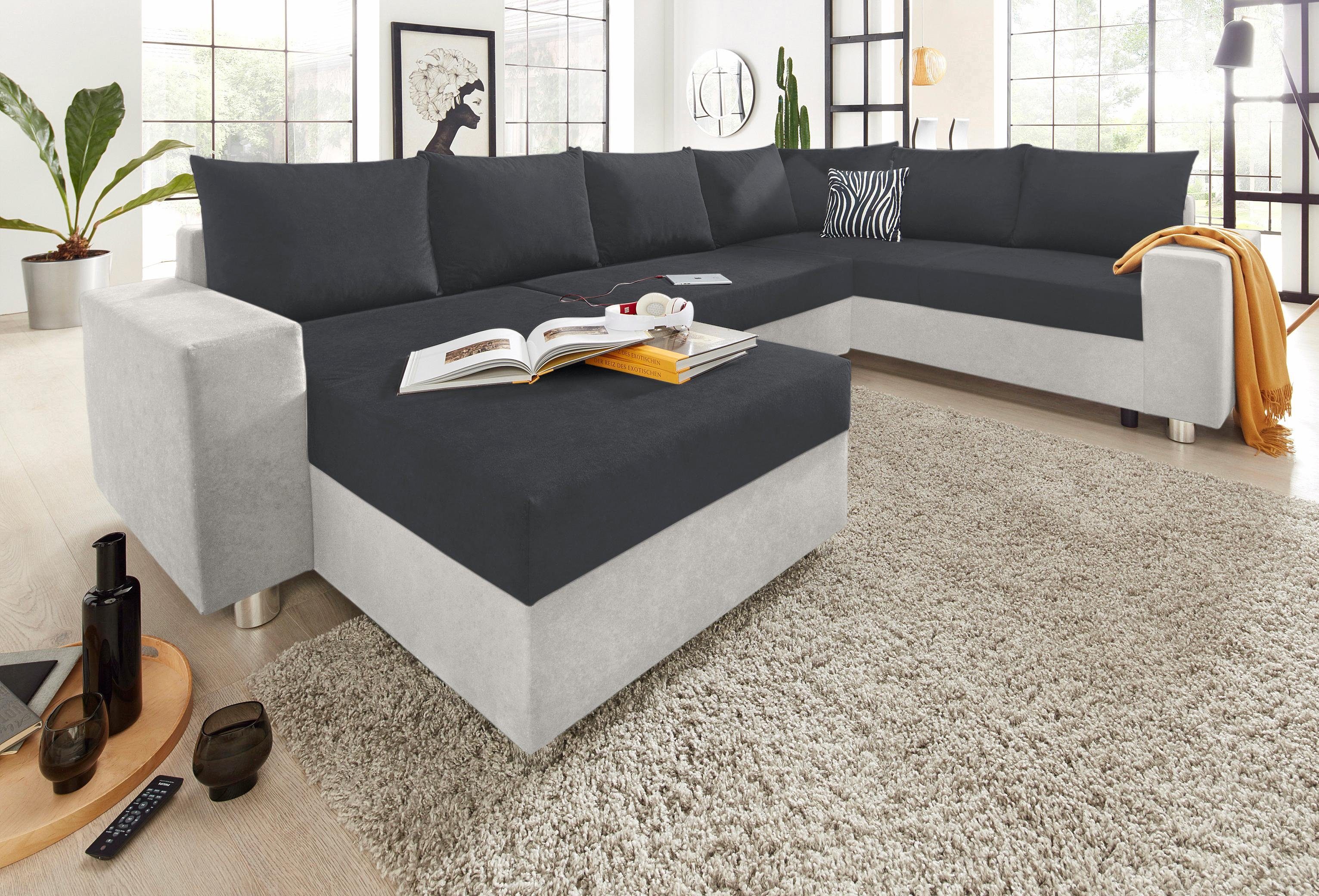 COLLECTION AB Wohnlandschaft Paris U-Form, B: 310 cm, Zierkissen & Federkern, optional Schlaffunktion & Bettkasten