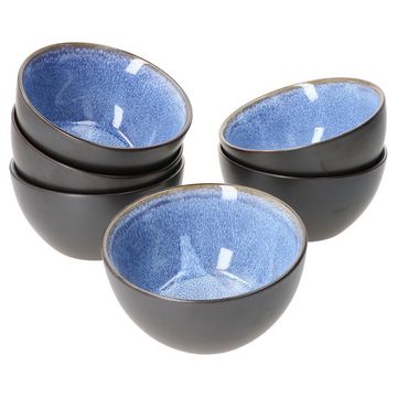 MamboCat Müslischale 6er Set Puddingschale rund 6cm Reactive Glaze Blue - 24321838, Porzellan