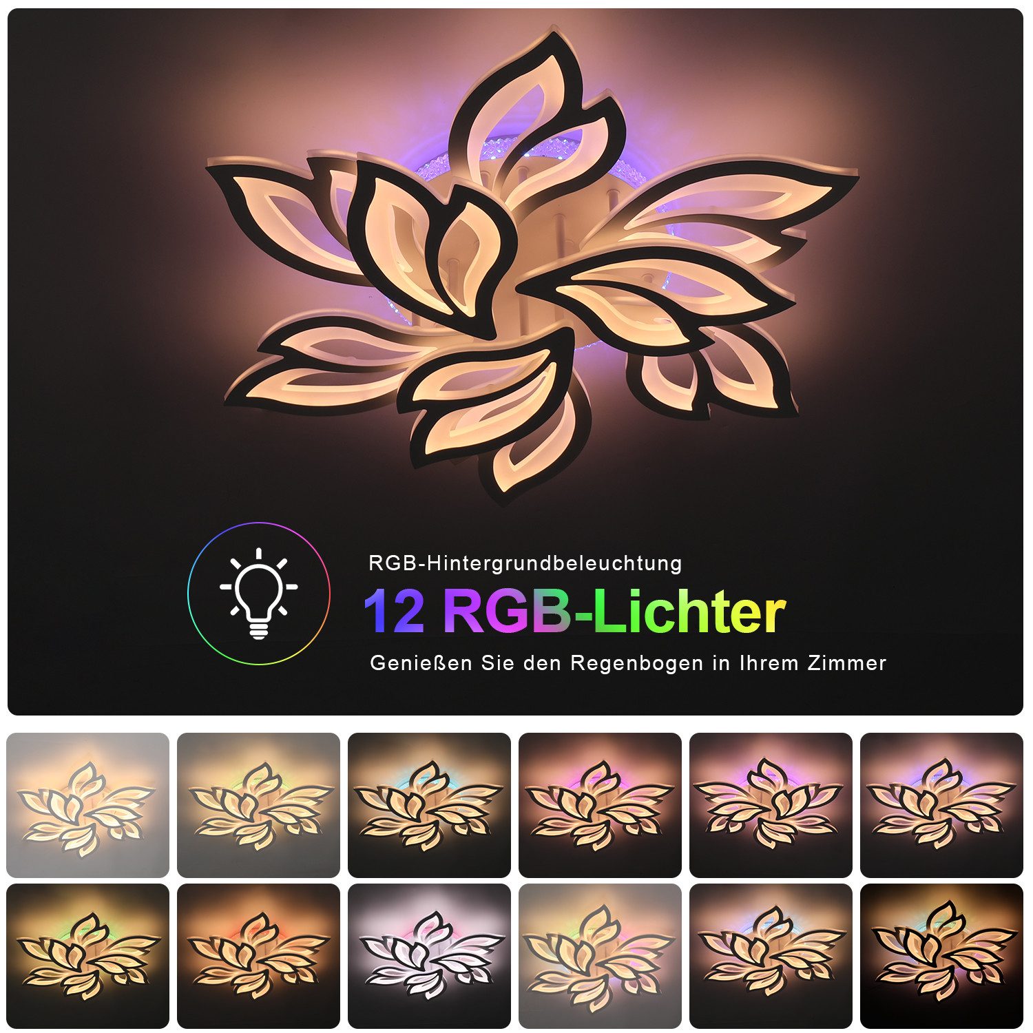 LETGOSPT LED Deckenleuchte 52W Deckenleuchte mit günstig online kaufen