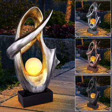 etc-shop Gartenleuchte, LED Solarlampe Gartendeko Skulptur mit Flammeneffekt