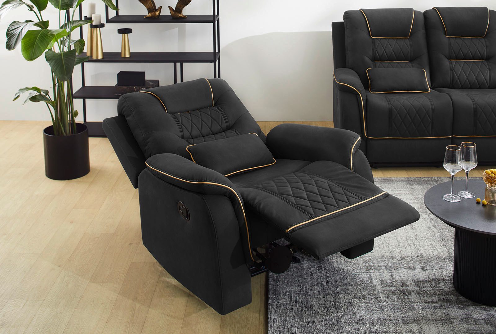 Jockenhöfer Gruppe Sessel Nevada, B: 98 cm, Sitzhöhe: 52 cm, Liegefunktion durch halbautomatische Relaxfunktion, TTFK-Polsterung