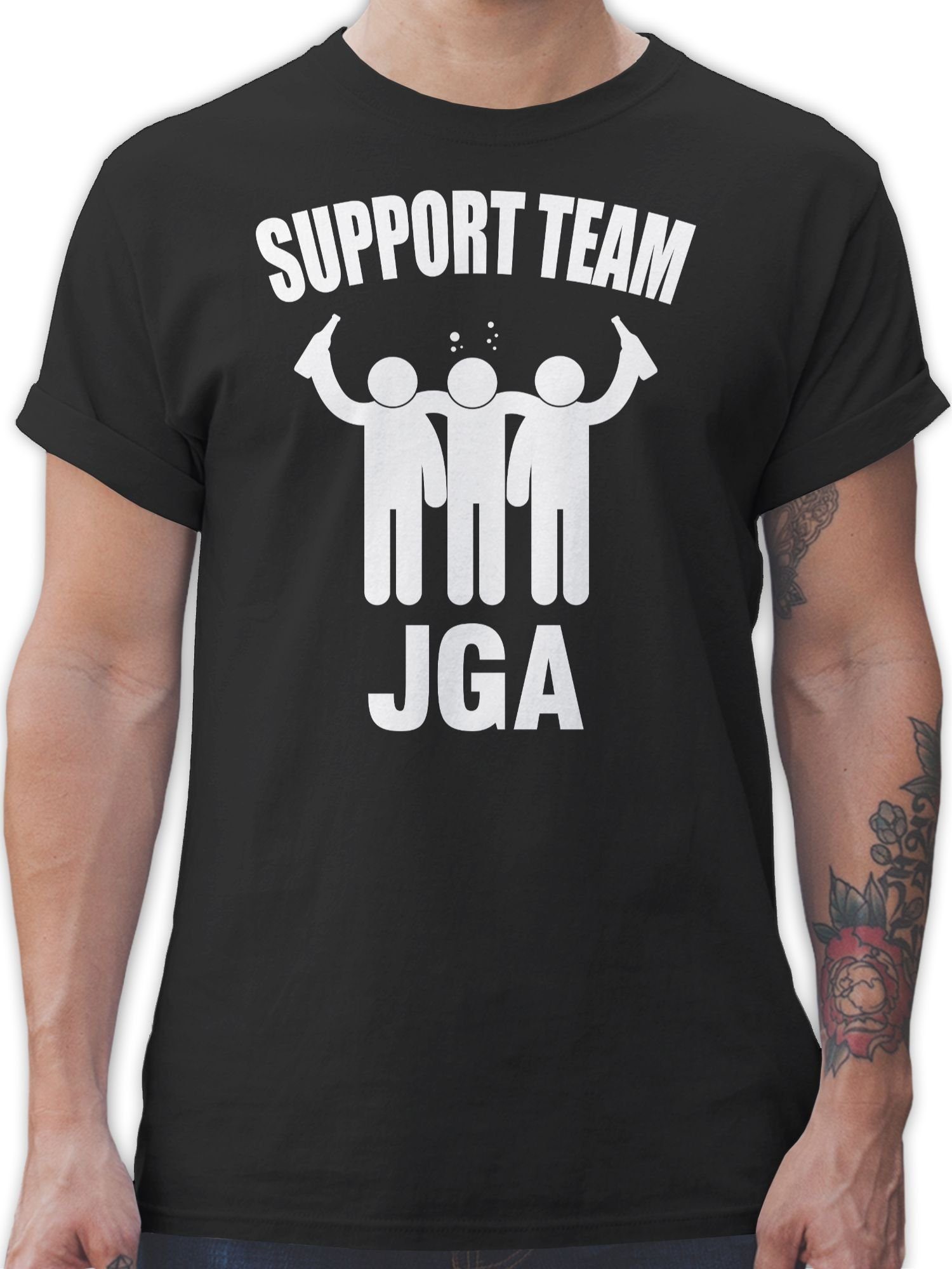 Shirtracer Support JGA Groom 1 - Team Crew T-Shirt Männer Schwarz