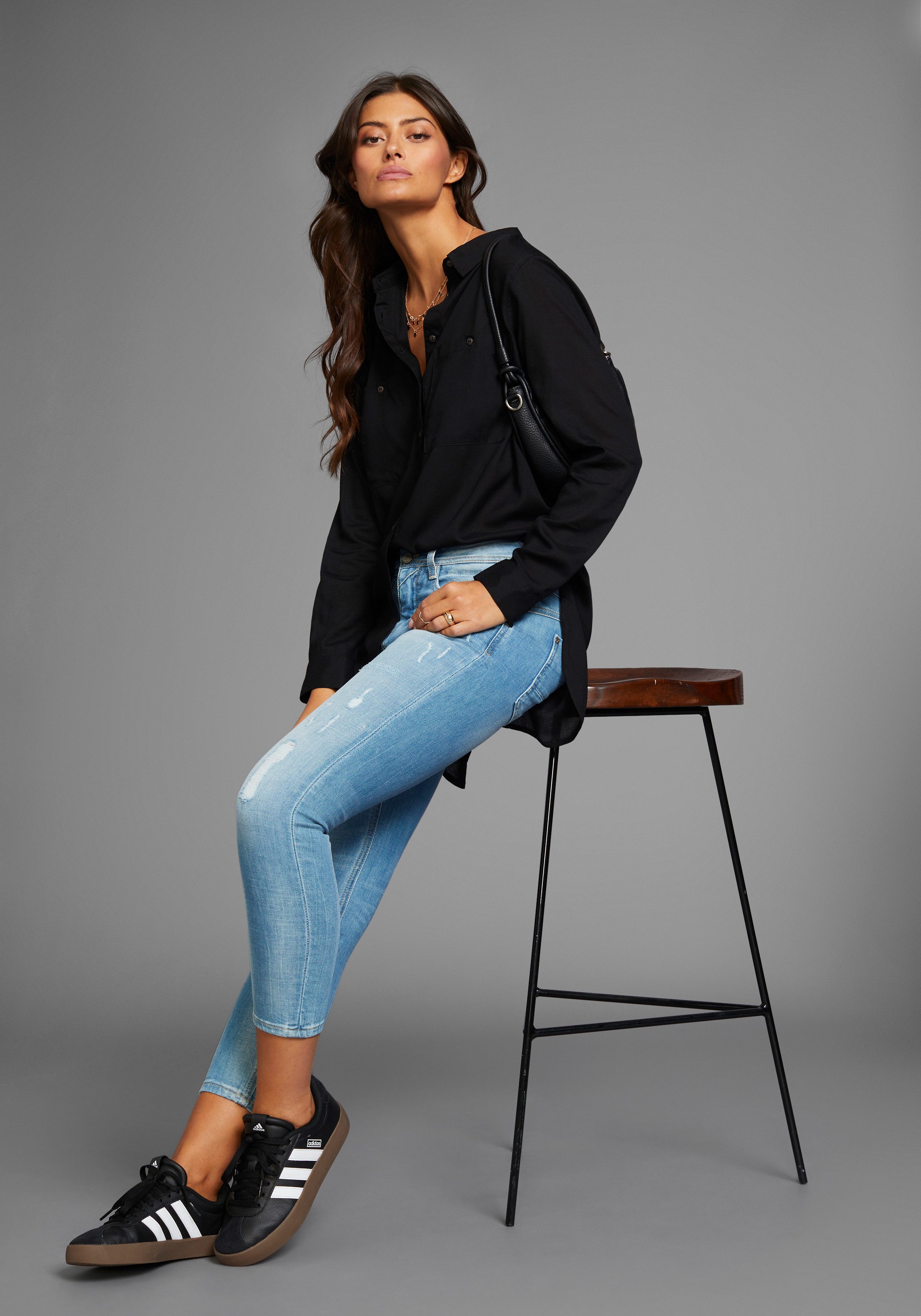 Boysen's Longbluse mit tiefen Seitenschlitzen