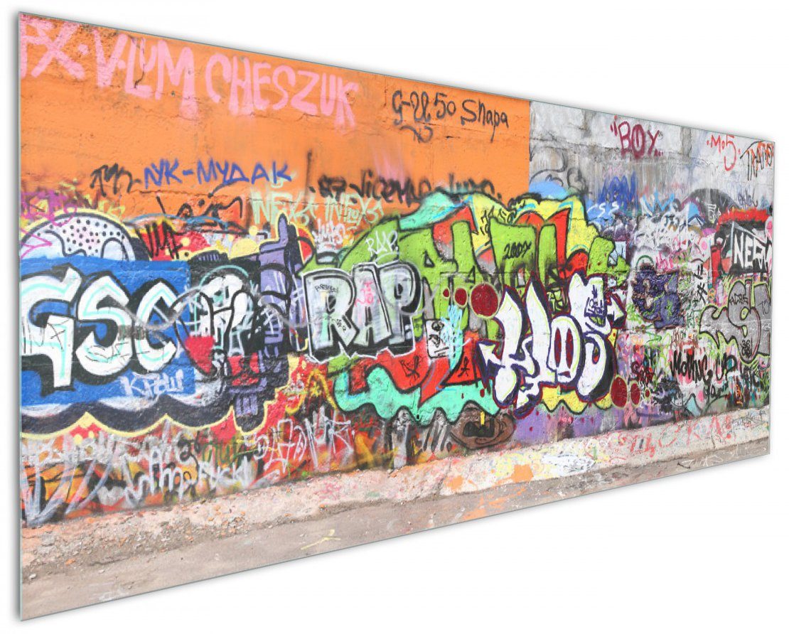 verschiedenen RAP-Graffiti- Wallario Tags, Küchenrückwand (1-tlg) Wand mit
