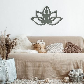 Namofactur LED Wandleuchte RGB Yoga, Buddha Lotus Haltung Blume, Meditation Wandlampe aus Holz, LED fest integriert, Farbwechsler