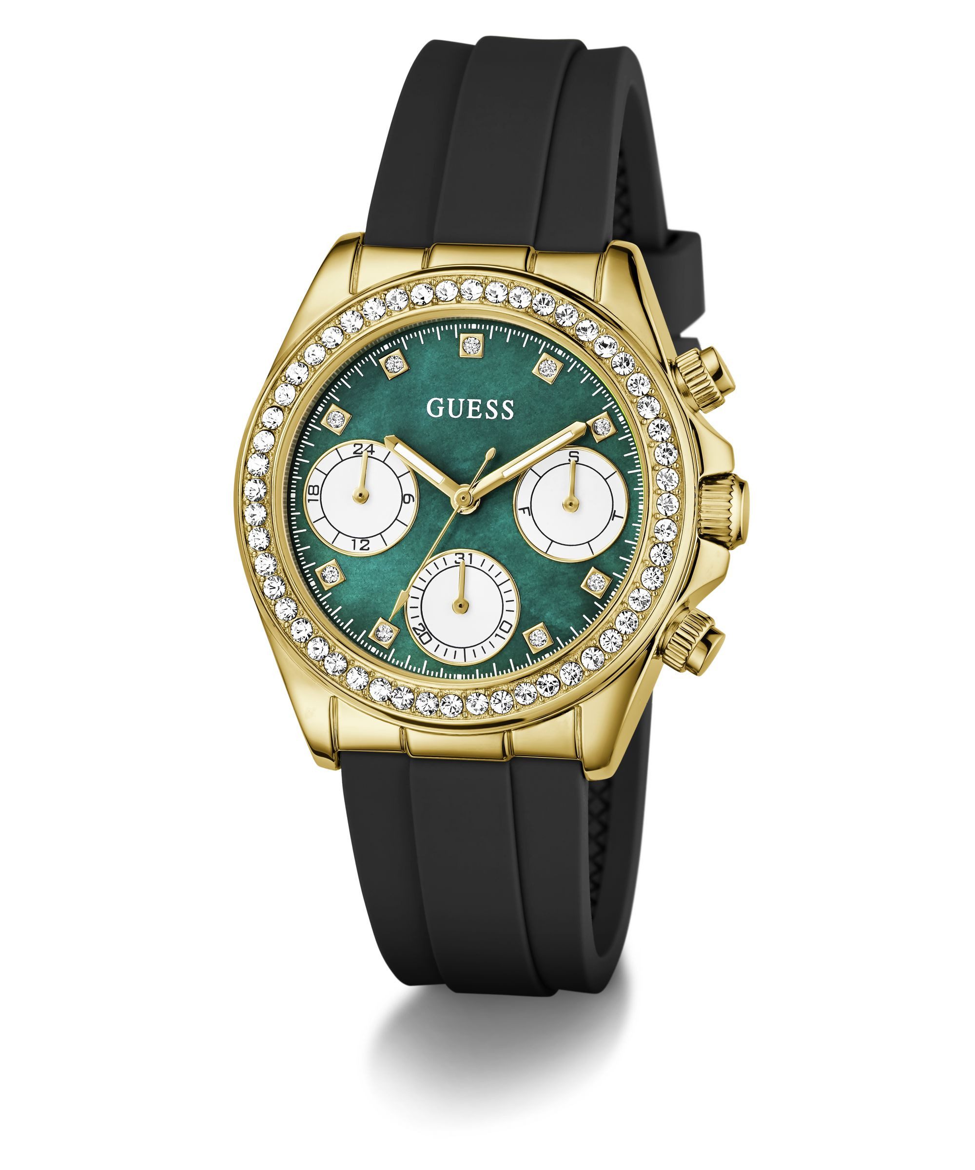 Guess Multifunktionsuhr VICTORIA GW1038L2, Quarzuhr, Armbanduhr, Damenuhr, Silikonarmband, analog, Wochentag, Tag