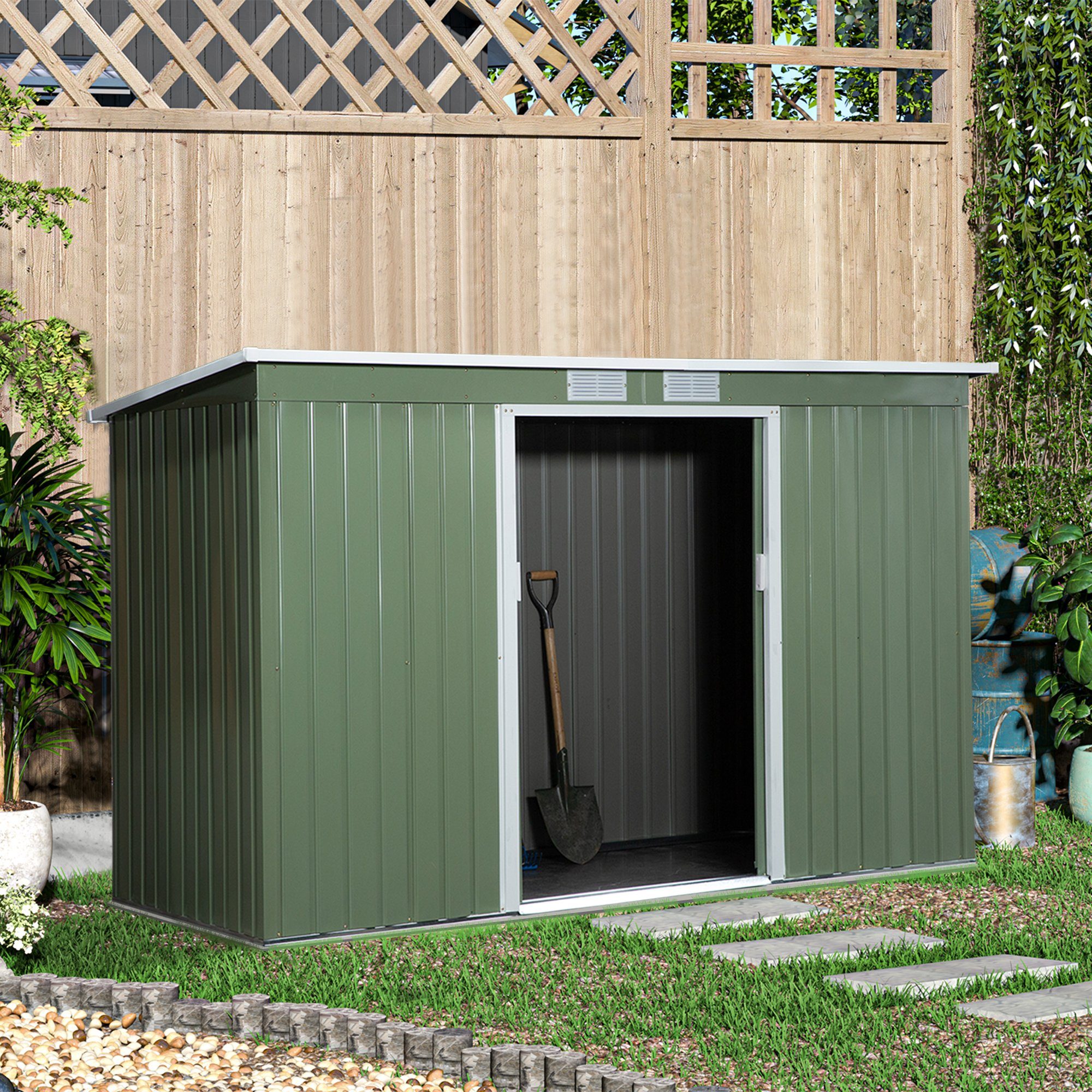 Outsunny Gerätehaus Gartenhaus mit Schiebetür, Fenster, günstig online kaufen