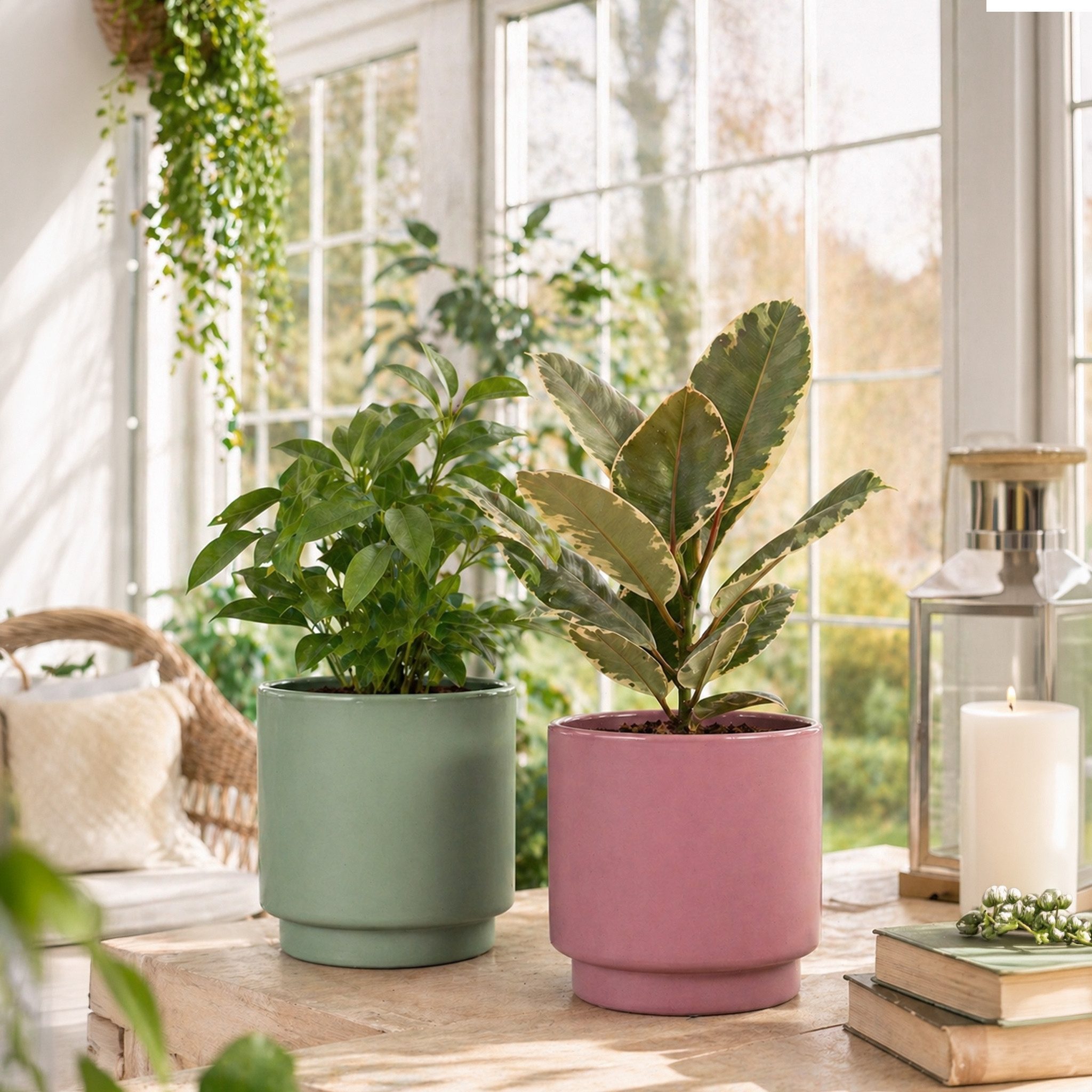 matches21 HOME & HOBBY Blumentopf Übertöpfe in Ø 10,5 cm, Blumentöpfe in Altrosa im 2er Set (2 St), Blumenübertöpfe aus Keramik für Zimmerpflanzen – Bild 5 von 5