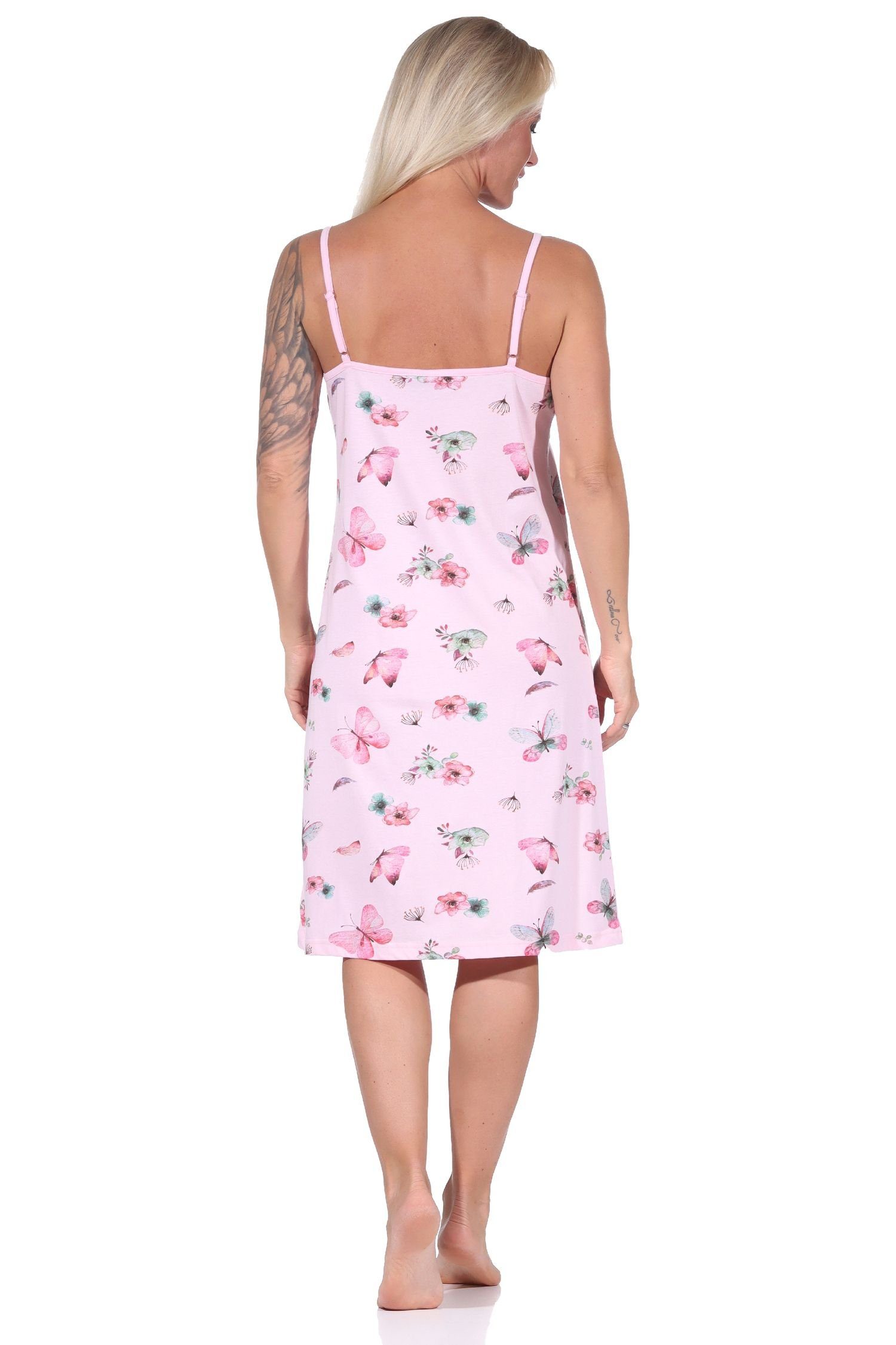 Normann Nachthemd Damen rosa - auch Übergrößen Nachthemd, Design florales in Spaghetti