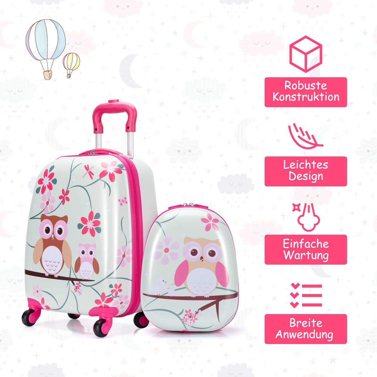 COSTWAY Kinderkoffer 2tlg Kinderkoffer, mit Rucksack