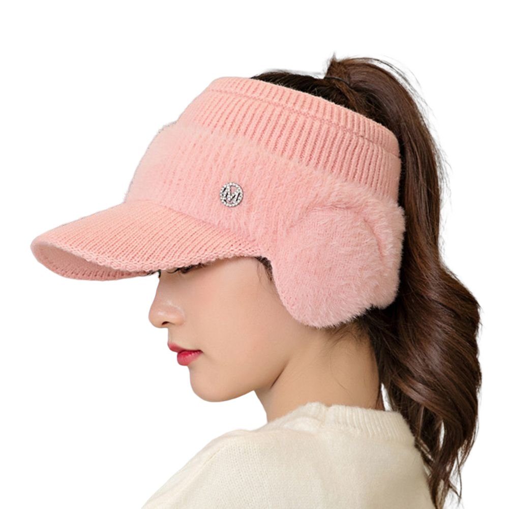 Neue Schirmmütze Hut Blusmart Gestrickte Zunge Kappe Paket Top pink Leere Herbst Ohr Winter