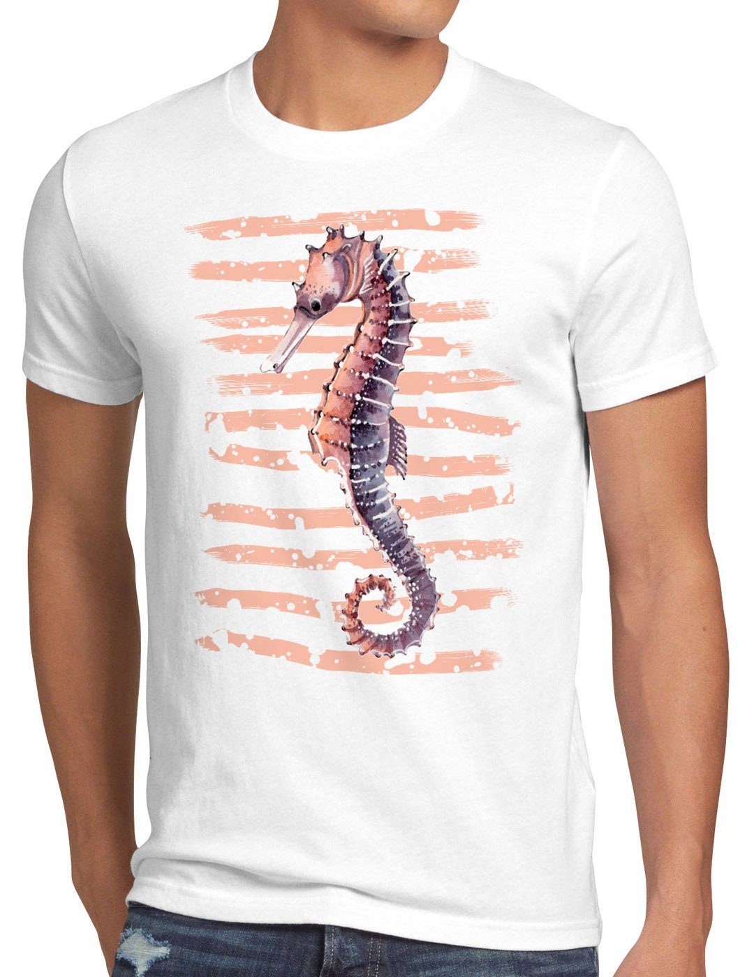 Under seepferdchen Herren Print-Shirt fisch urlaub strand the style3 T-Shirt Sea