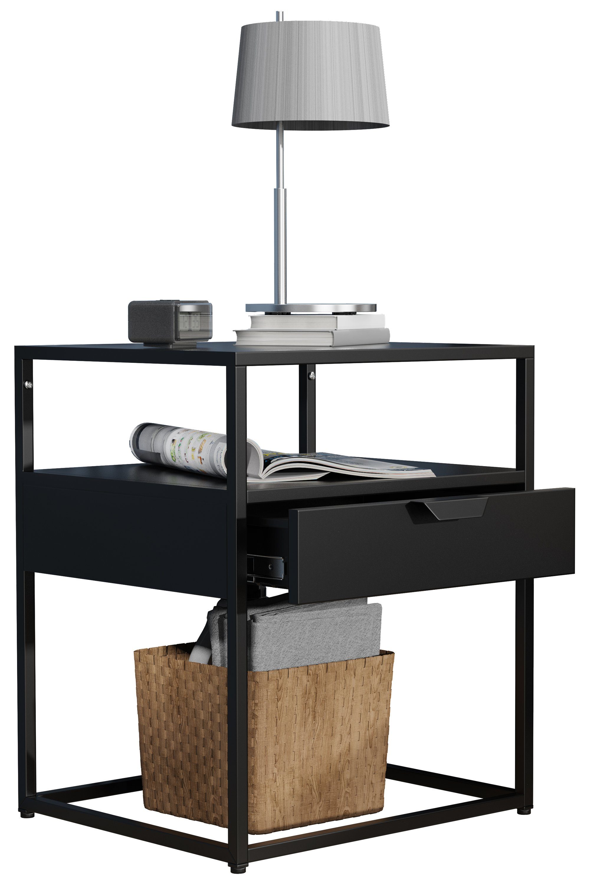 VCM Nachttisch Flokas M 55x45x40cm (1-St), Nachtschrank, Beistelltisch, Nachtkommode