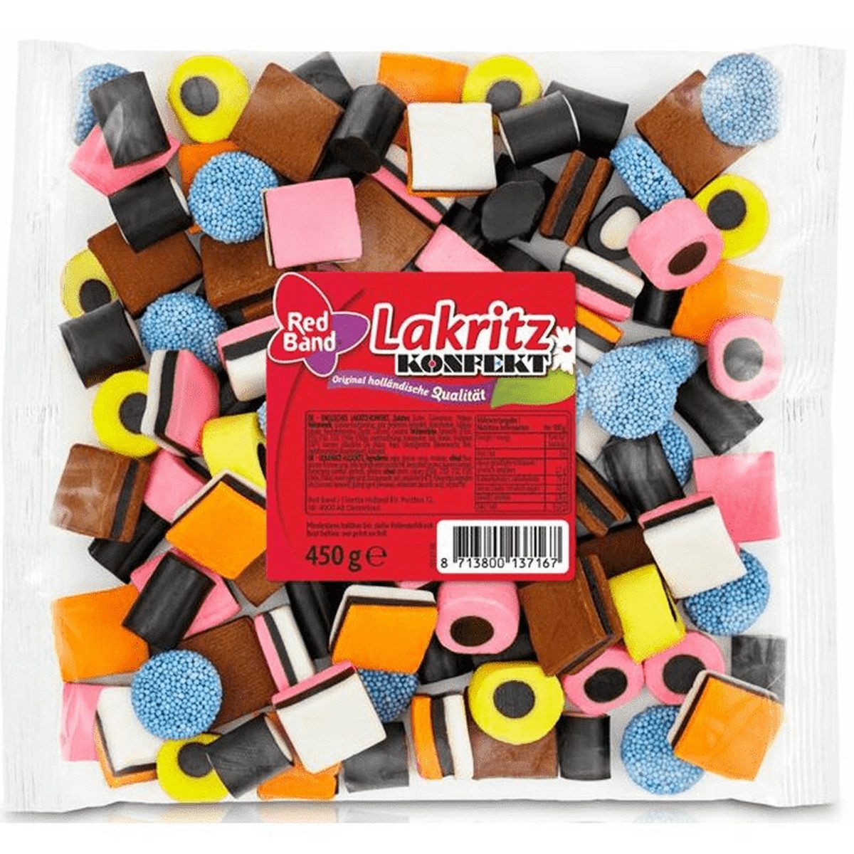 Red Band Süßigkeit, Red Band Lakritz Konfekt Mischung aromatisch und fruchtig 450g