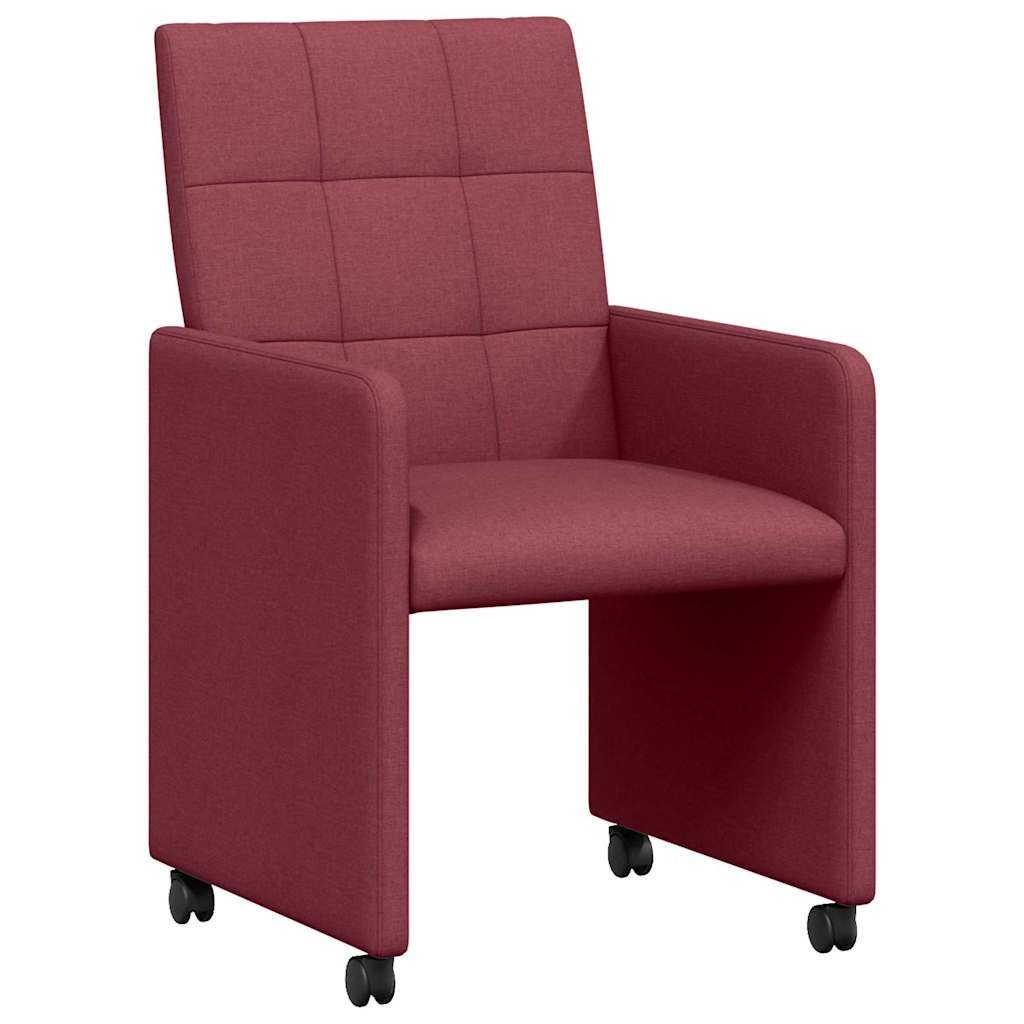 Esszimmerstuhl Esszimmerstühle mit Rollen 2 stk. Stoff Weinrot 58 x 65 x 94 cm