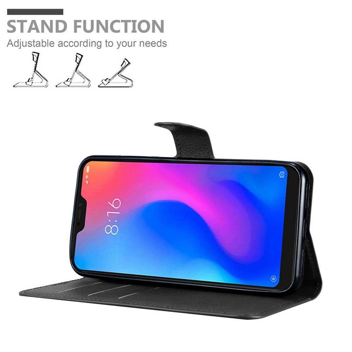 Cadorabo Handyhülle für Xiaomi Mi A2 LITE / RedMi 6 PRO Hülle Xiaomi Mi A2 LITE / RedMi 6 PRO, Hülle Schutzhülle mit Standfunktion, Kartenfach und Magnetverschluss