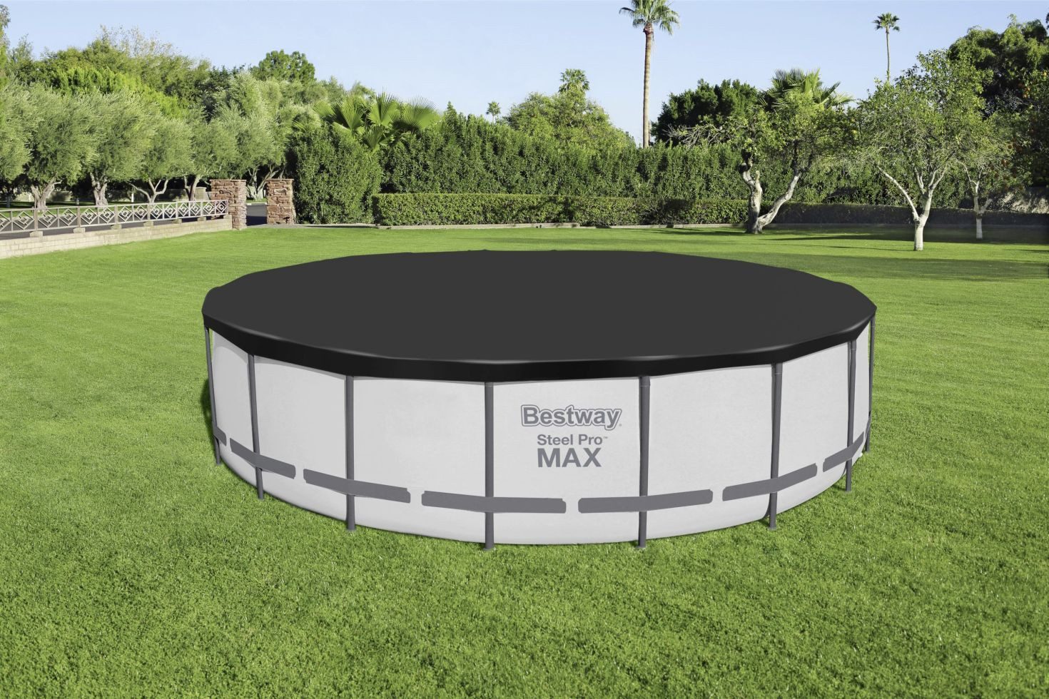 BESTWAY Pool-Abdeckplane Bestway Abdeckplane PVC Flowclear schwarz Ø 555 cm