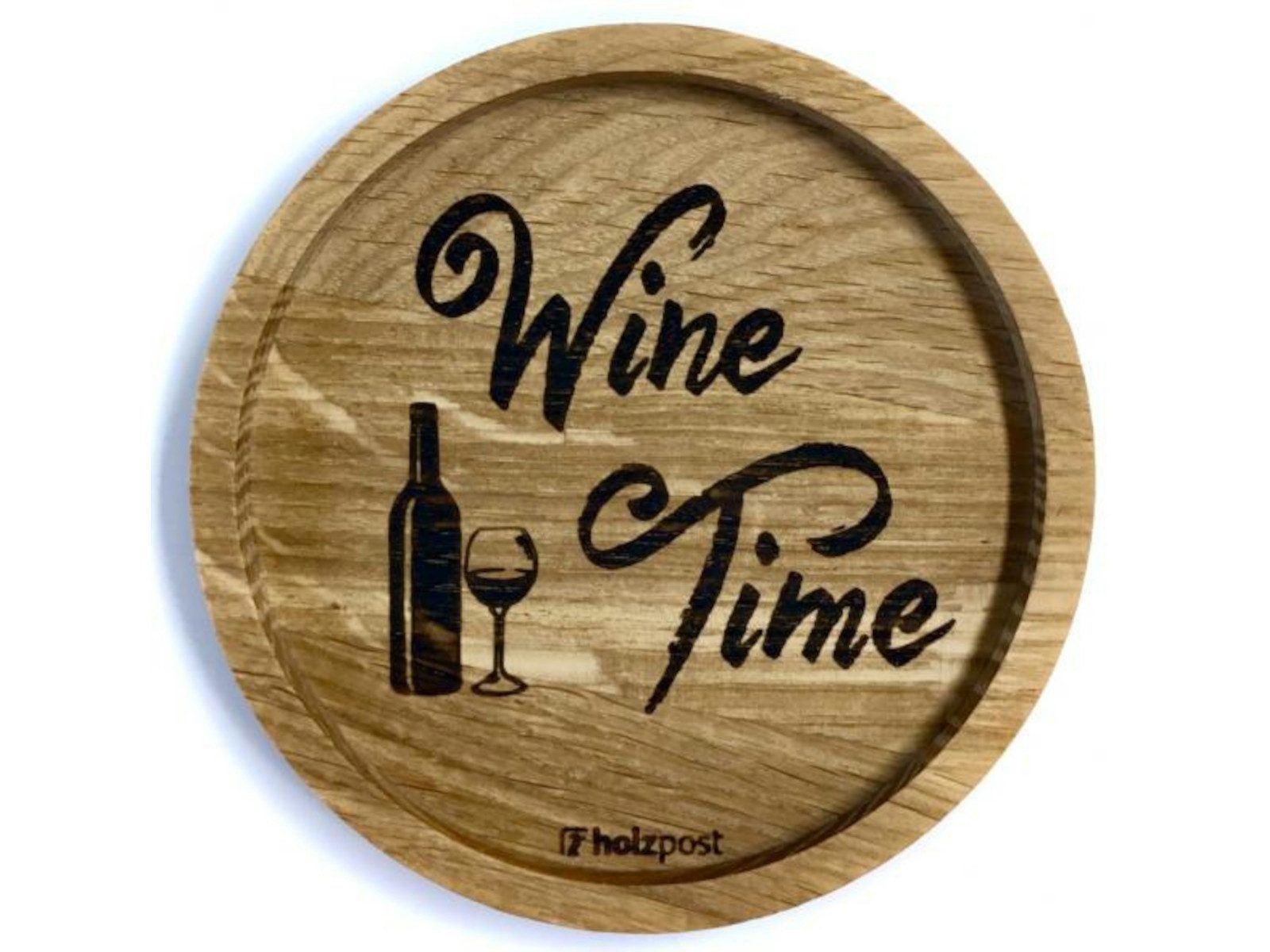 holzpost GmbH Platzset Untersetzer Wine Time Eiche 11,2cm